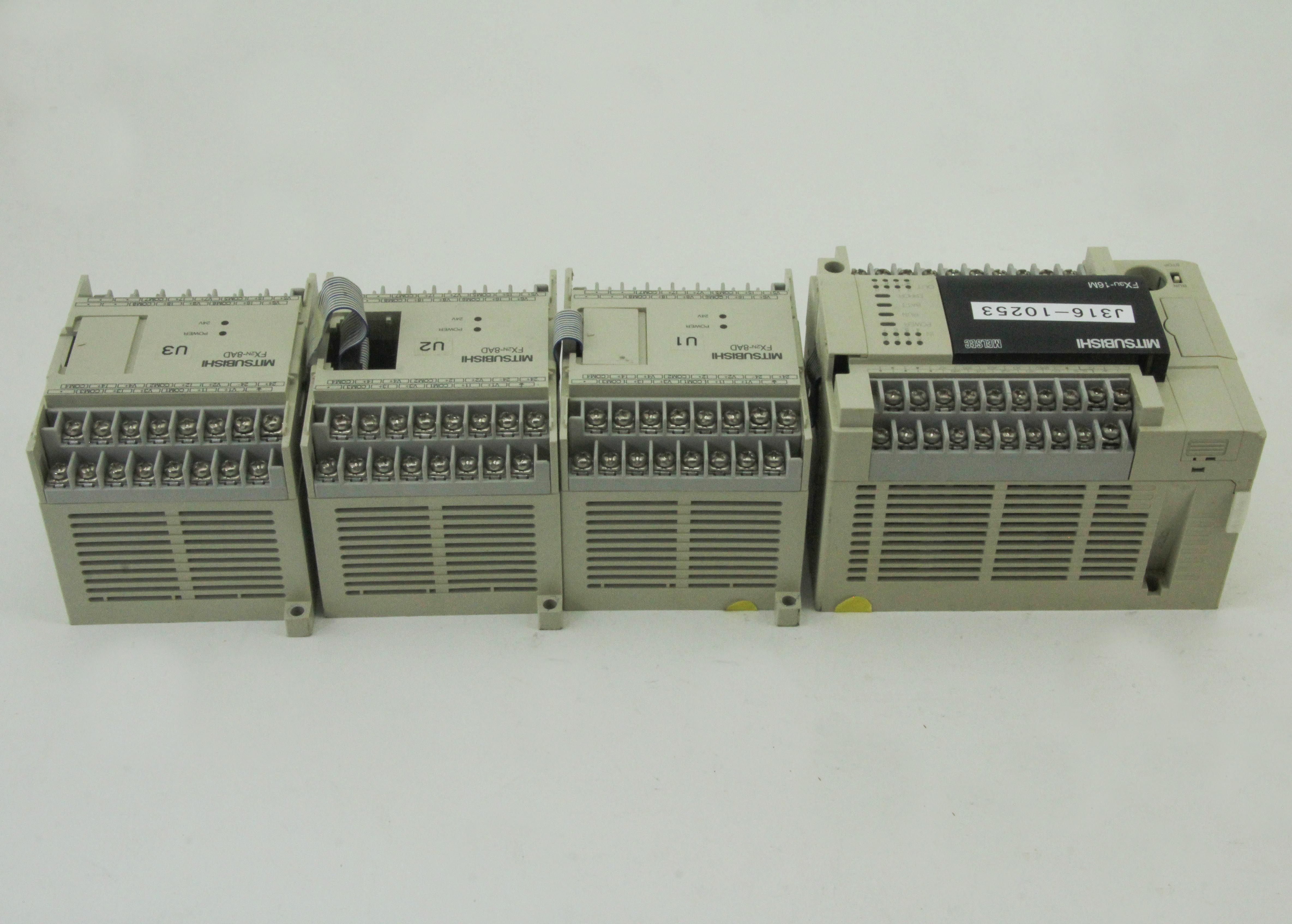 10253 MITSUBISHI PRORAMMABLE LOGIC CONTROLLER W/3X FX2N-8AD FX3U-16M  J316Gallery