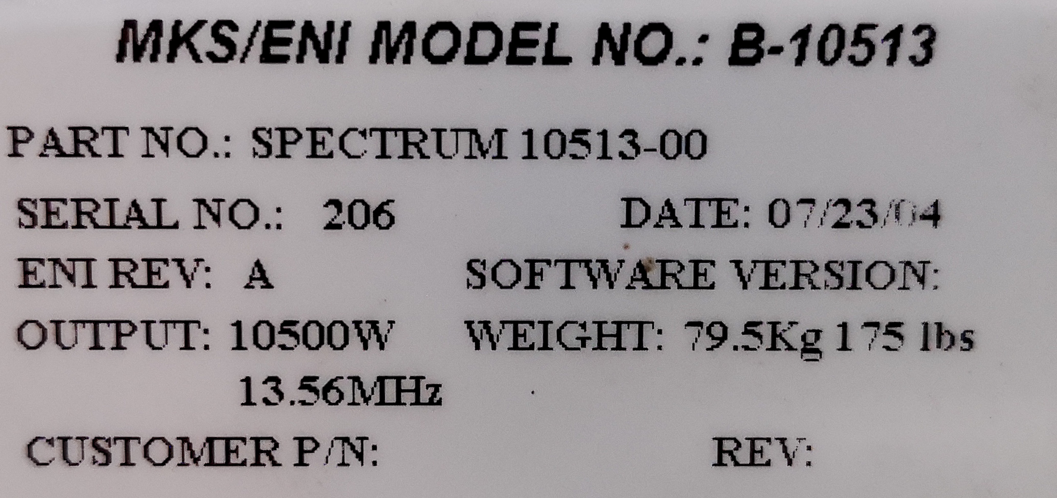 12211 MKS ENI RF GENERATOR, SPECTRUM 10513-00, AMAT 0190-17877… –  J316Gallery