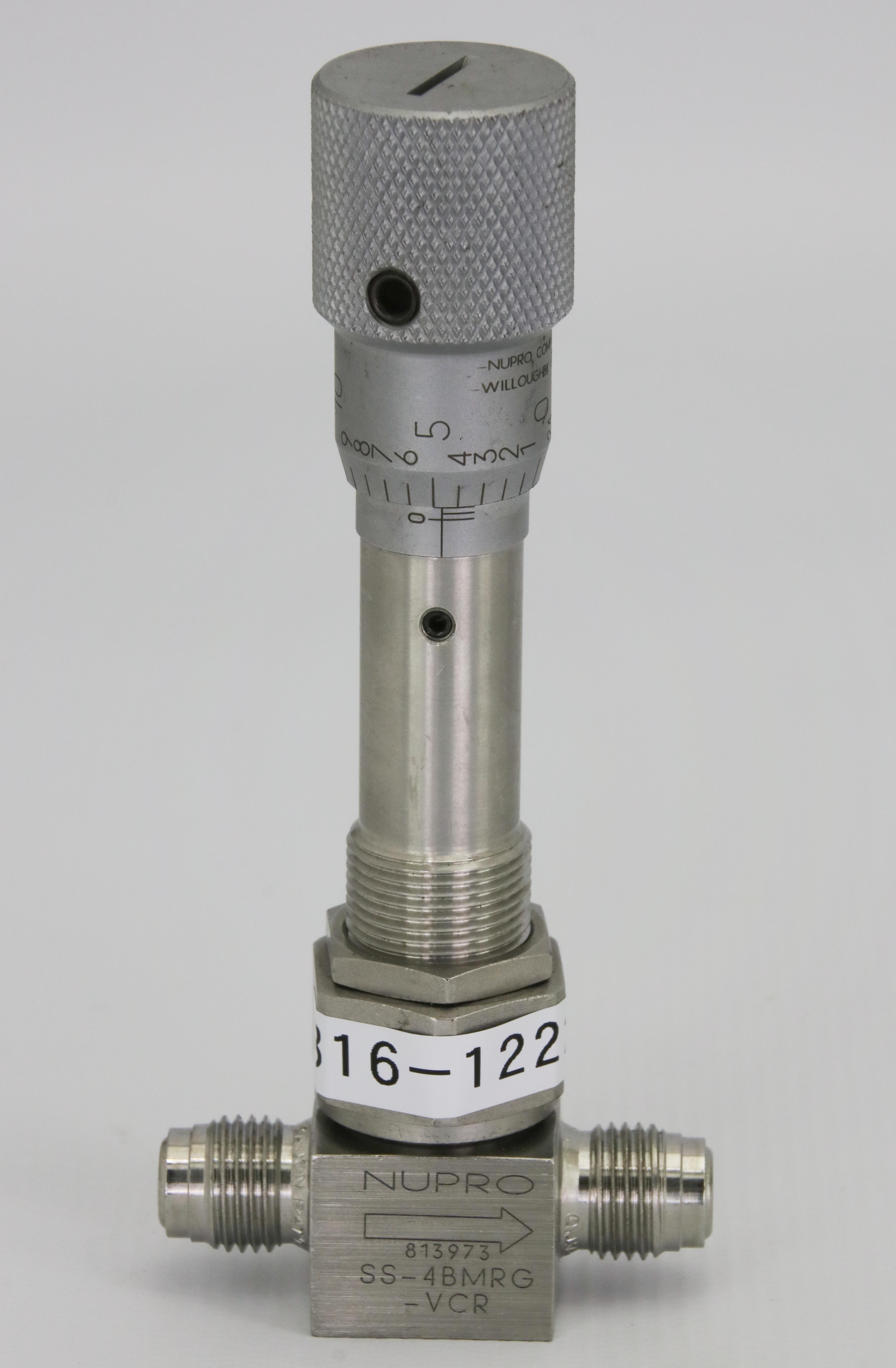 12227 NUPRO SS METERING BELLOWS SEALED VALVE, ¼" MVCR FACE SEAL SS-4BMRG-VCR