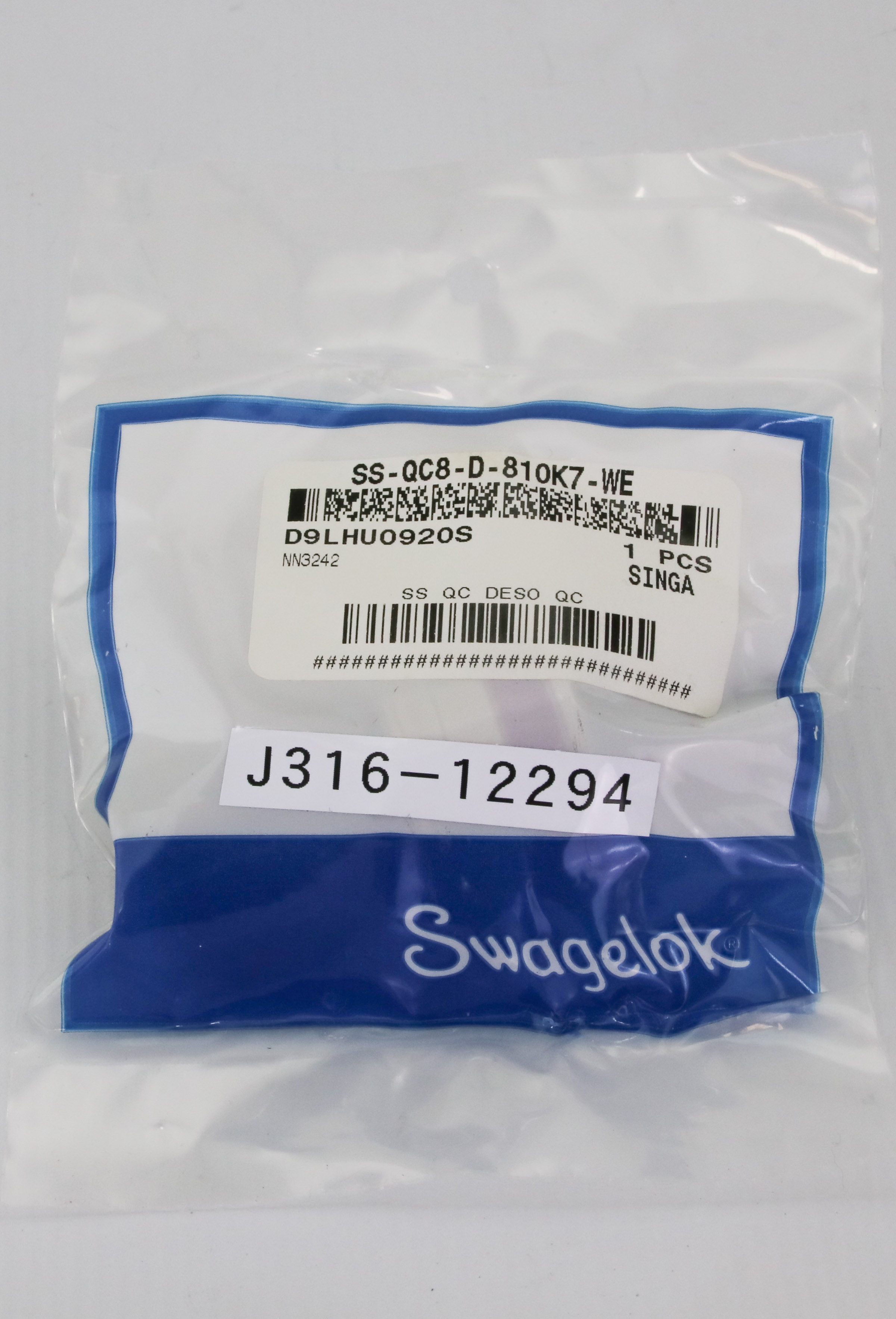 12294 SWAGELOK ½” QUICK CONNECTS, STEM TUBE FITTING, DESO(NEW ...