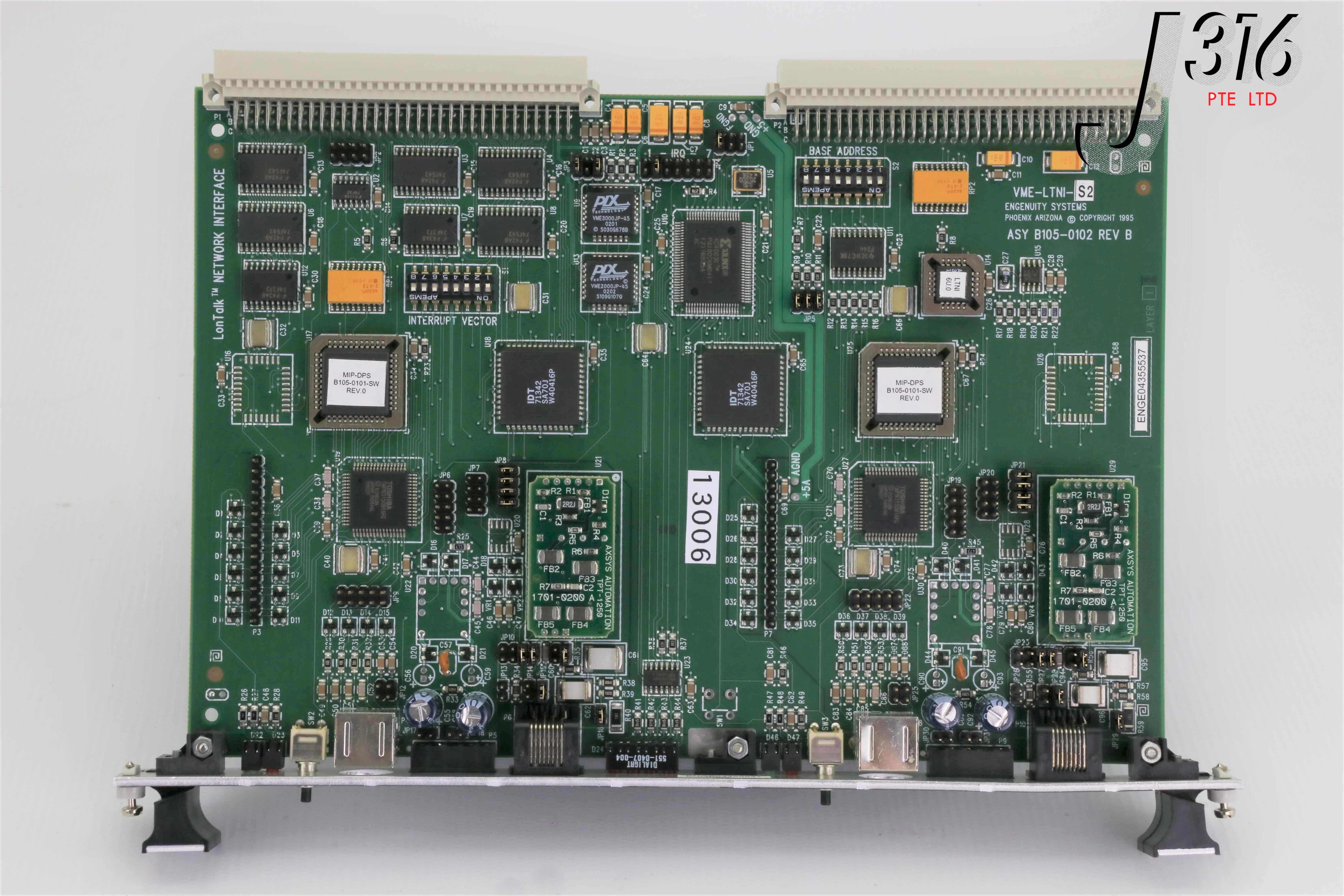 13006 ENGENUITY SYSTEMS PCB, LONTALK NETWORK I/F BD, B105-0102 REV B VME-LTNI-S2