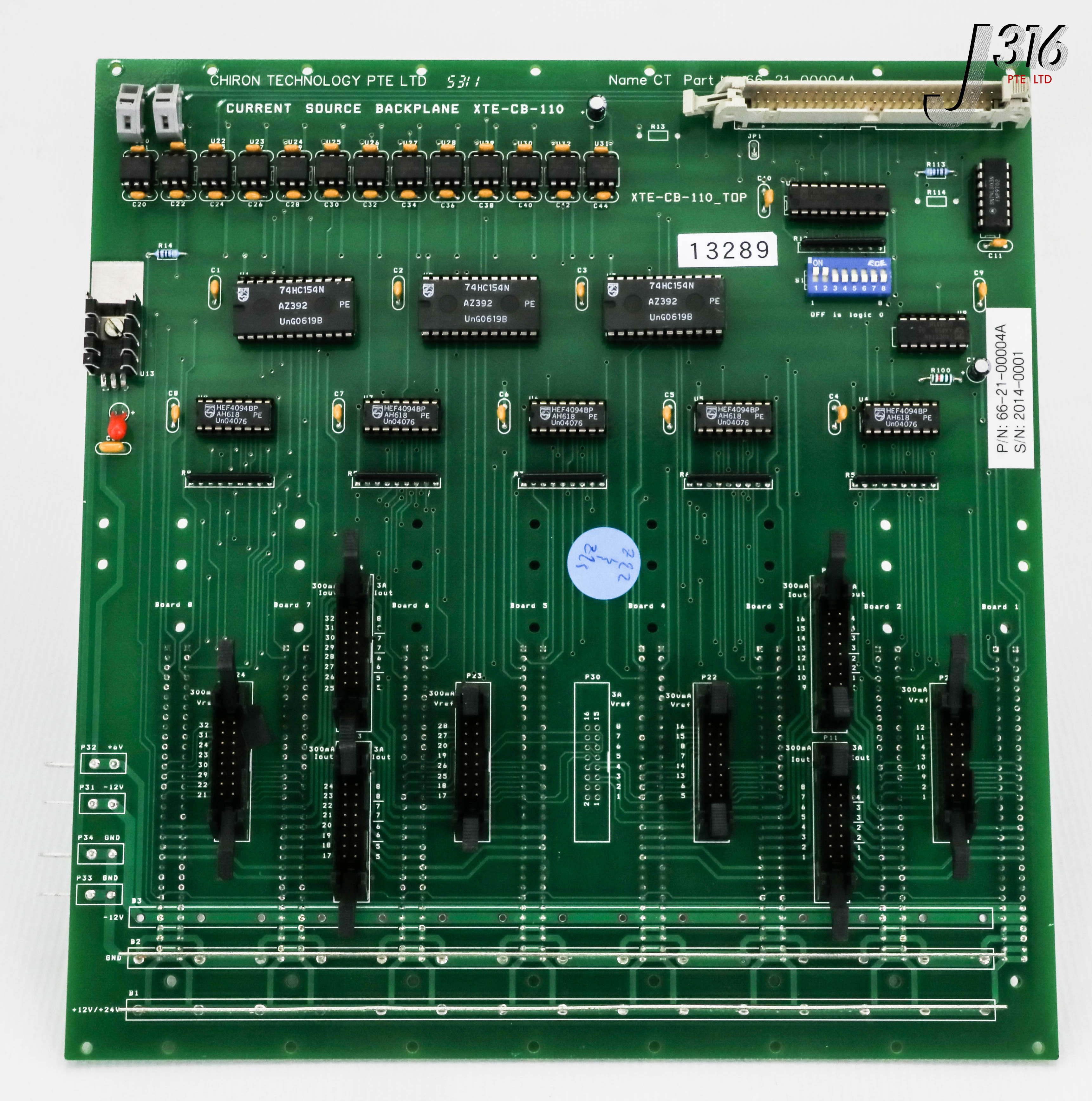 13289 CHIRON TECHNOLOGY PCB,CURRENT SOURCE BACKPLANE,PN: 66-21-00004A XTE-CB-110