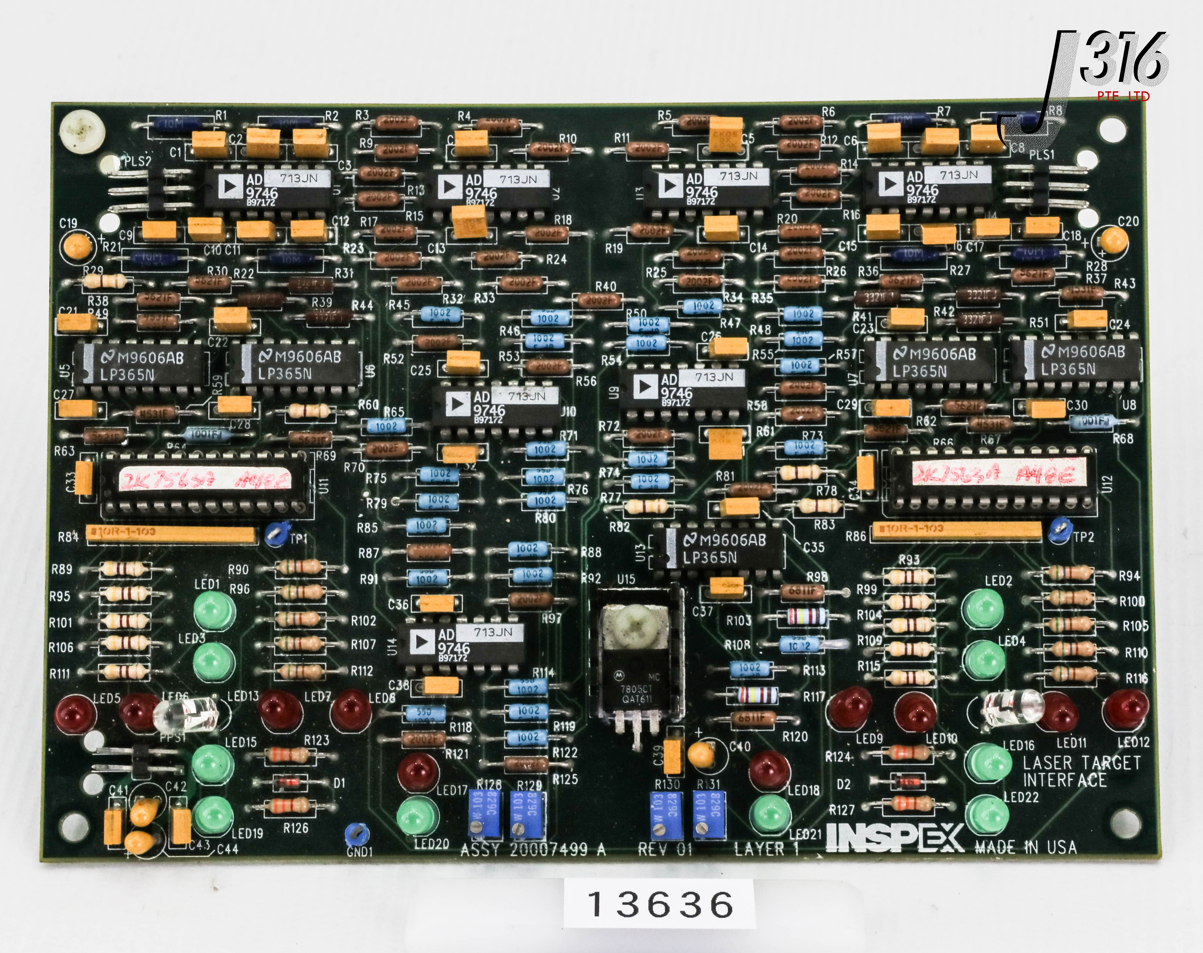 13636 INSPEX PCB, LASER TARGET INTERFACE, 20007501A 20007499A