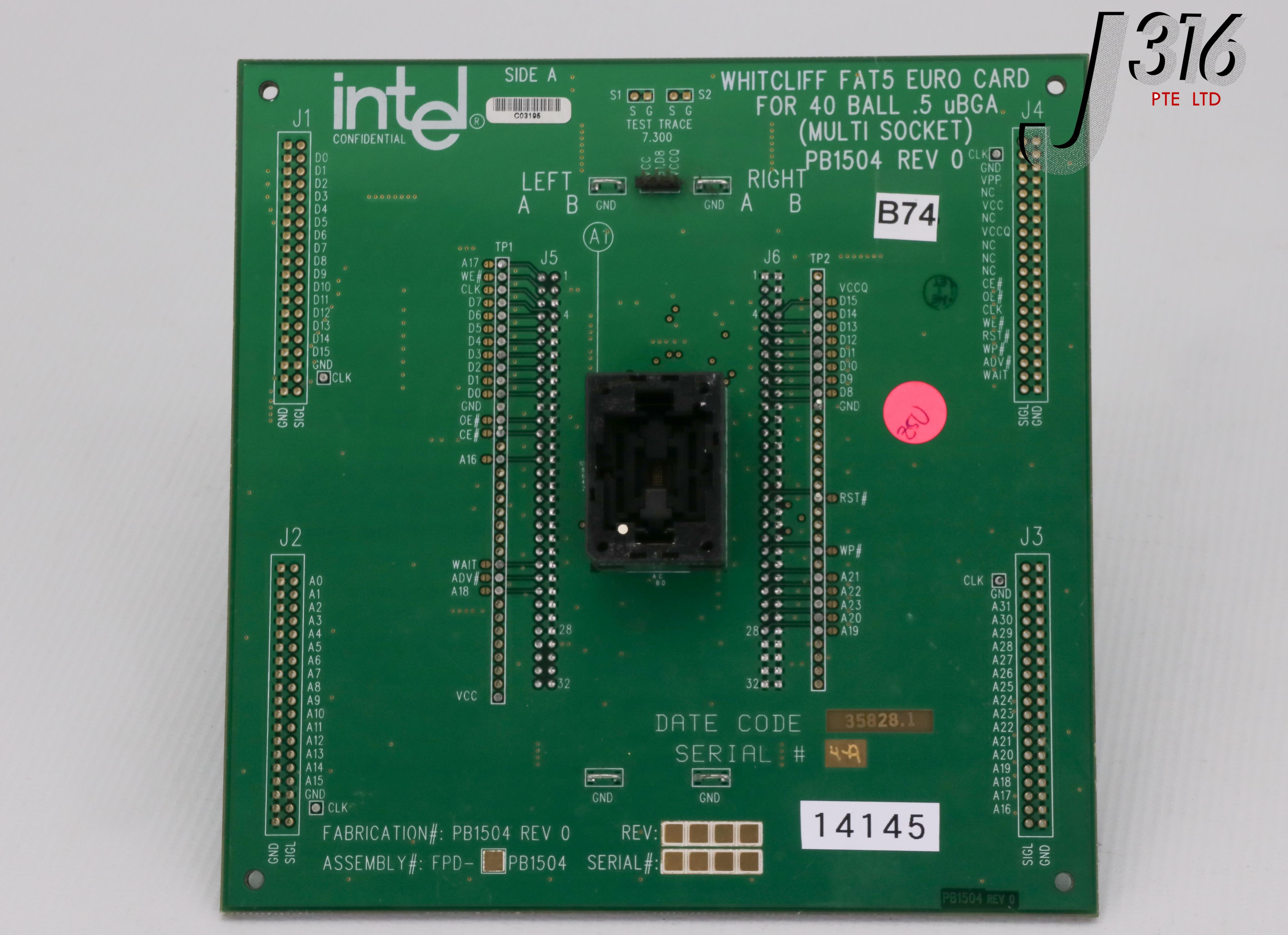 14145 INTEL WHITECLIFF FAR5 EURO CARD FOR 40BALL .5 UBGA (MULTI SOCKET) PCB PB1504