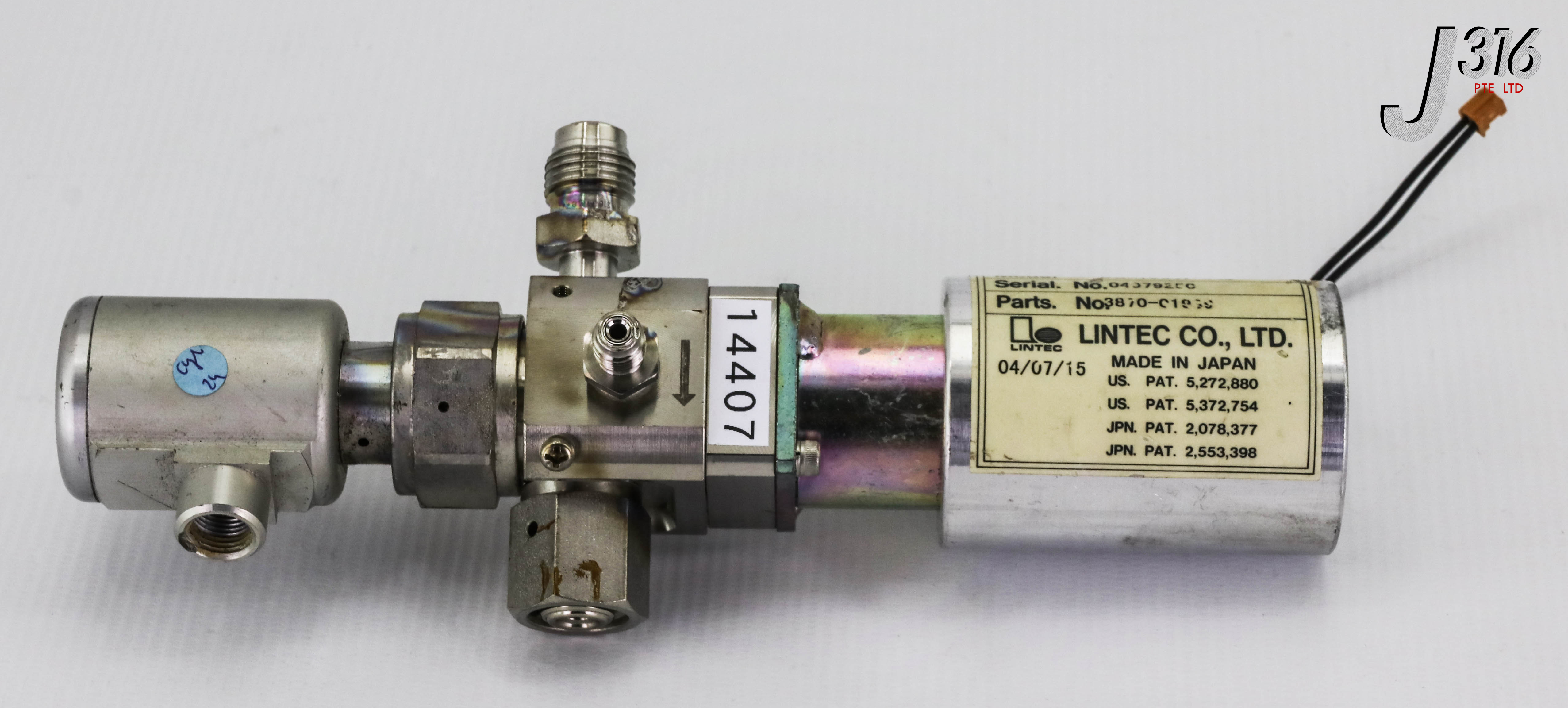 14407 APPLIED MATERIALS VALVE AIR-ACT INJCT-CONT W/HTR&VSPL 1/4V, VU-106VP-0.3 3870-01939