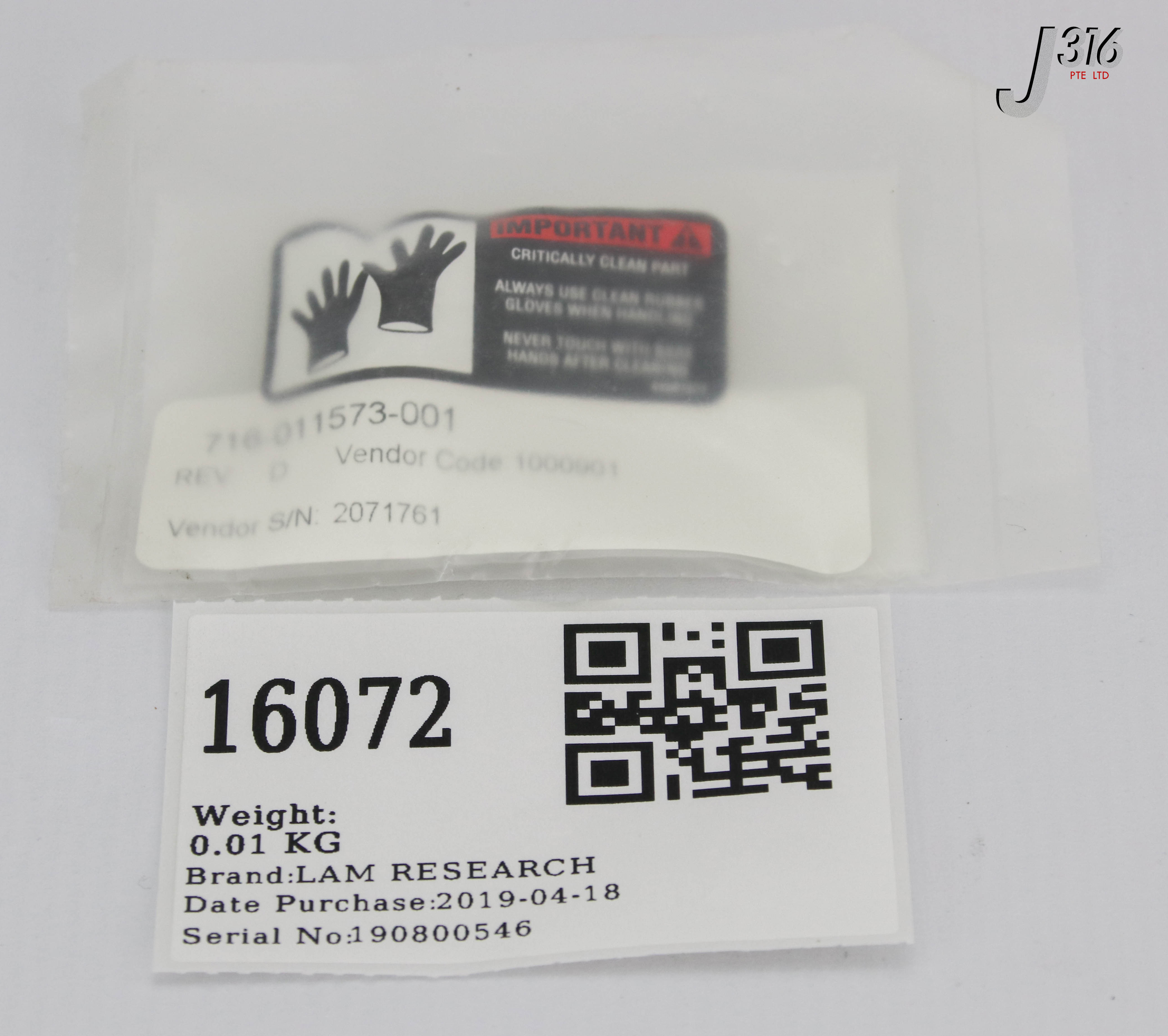 16072 LAM RESEARCH PLUNGER, 1/4 TURN (NEW) 716-011573-001