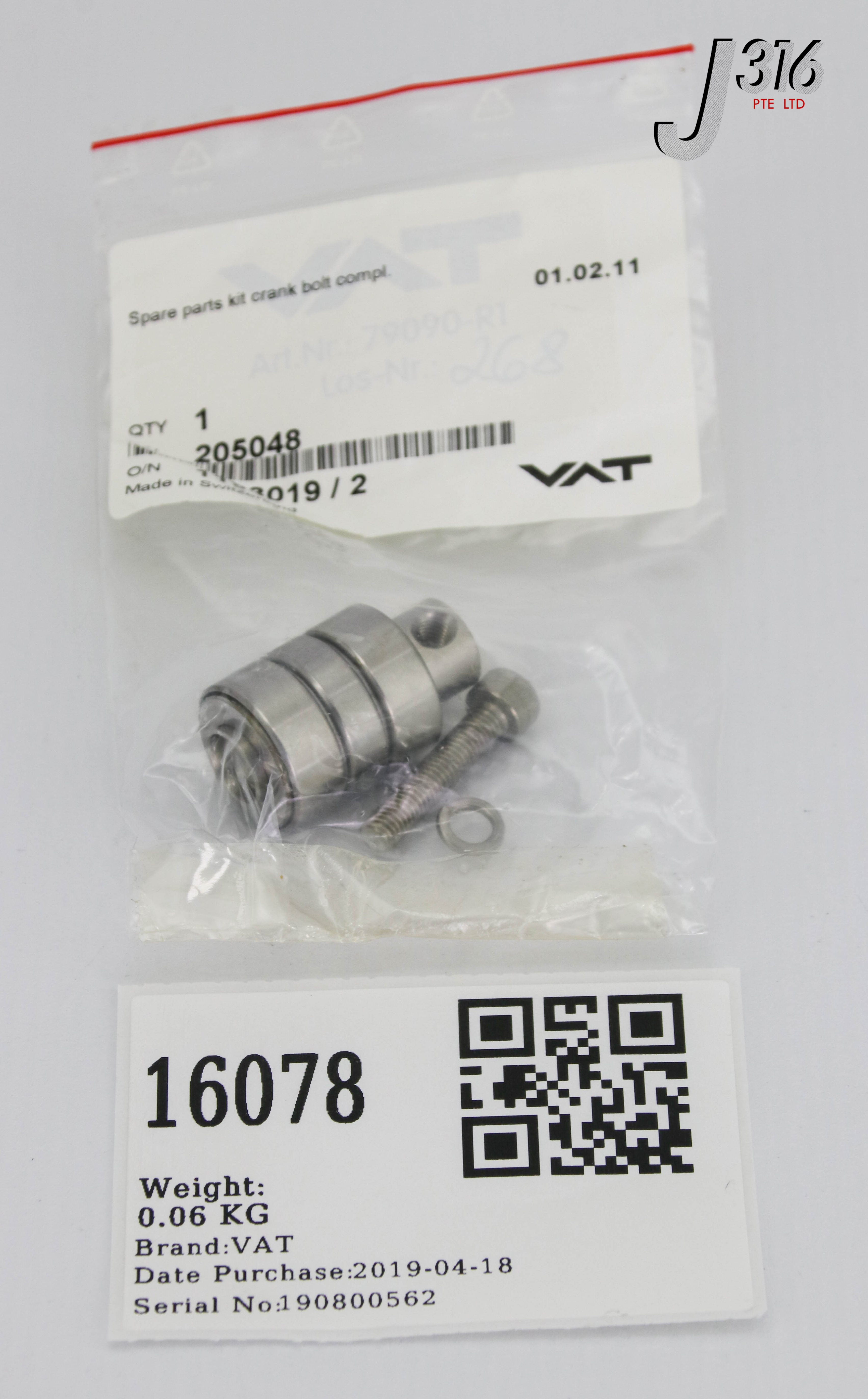 16078 VAT CRANK BOLT KIT, SERIES 140, GTV, DRY BRG (NEW) 205048