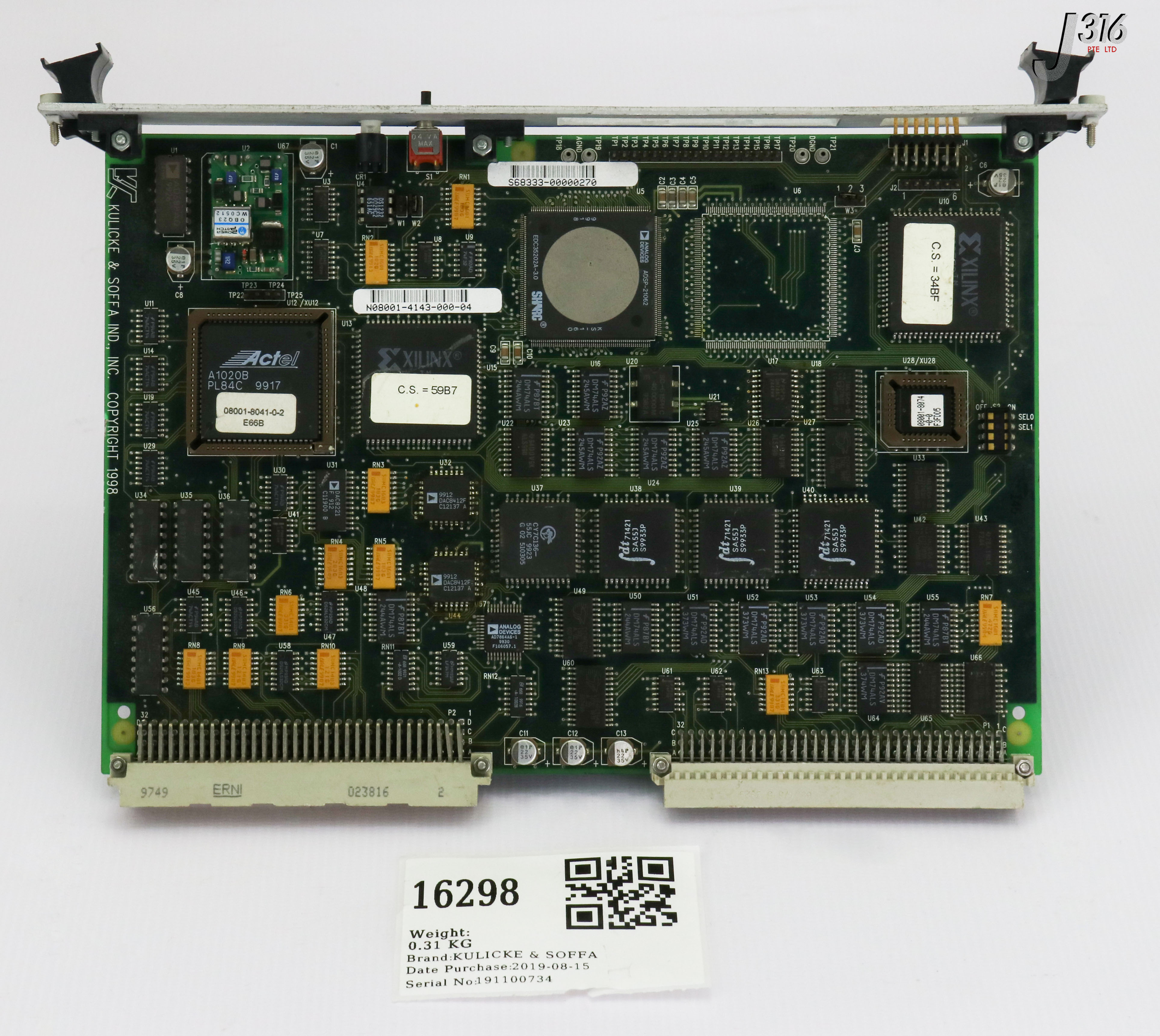 16298 KULICKE & SOFFA PCB, SERVO CPU BOARD 08001-4143-001-03 N08001-4143-000-04
