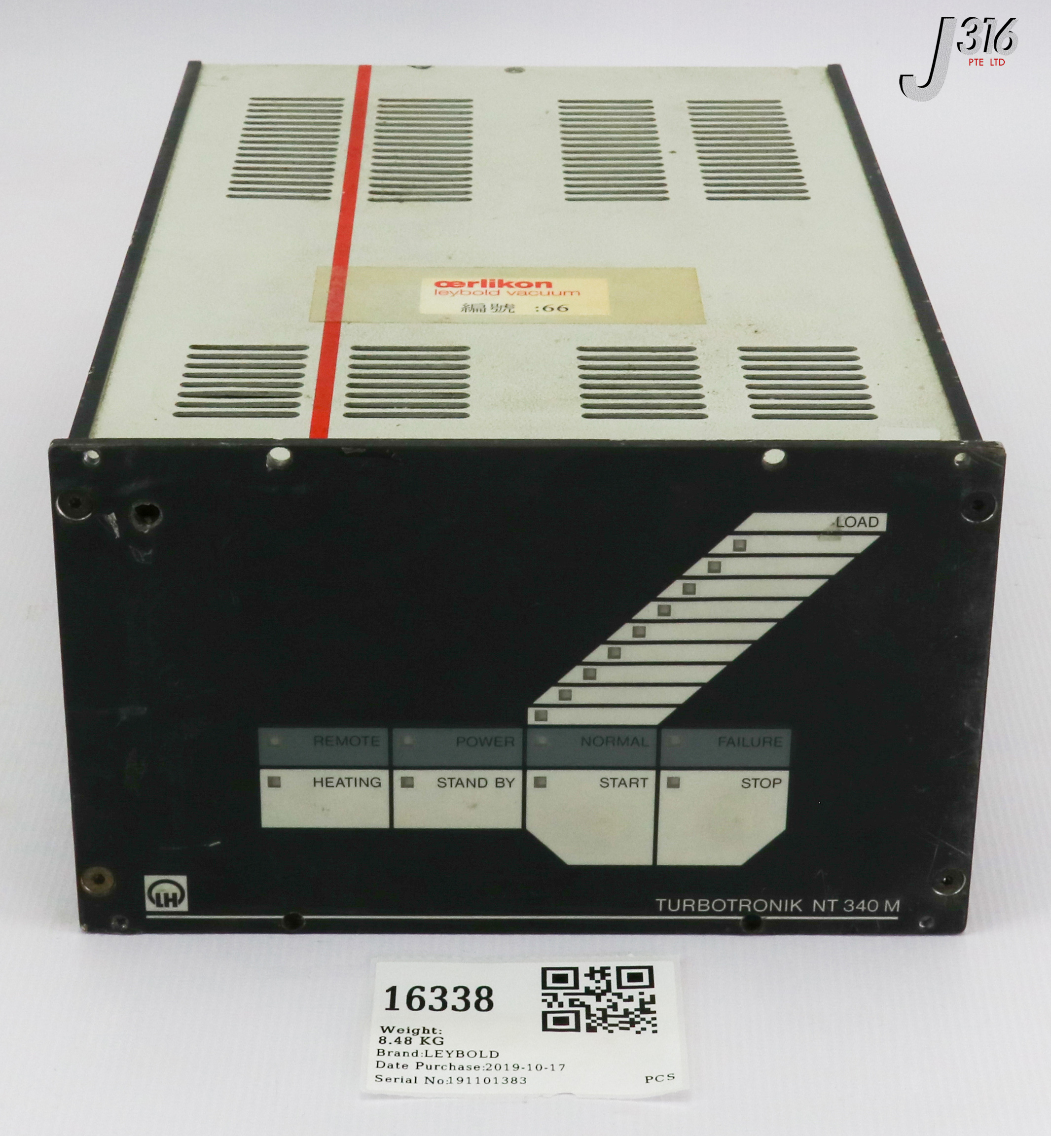 16338 LEYBOLD TURBOTRONIK TURBO PUMP CONTROLLER, NT340M (PARTS) NT 340 M