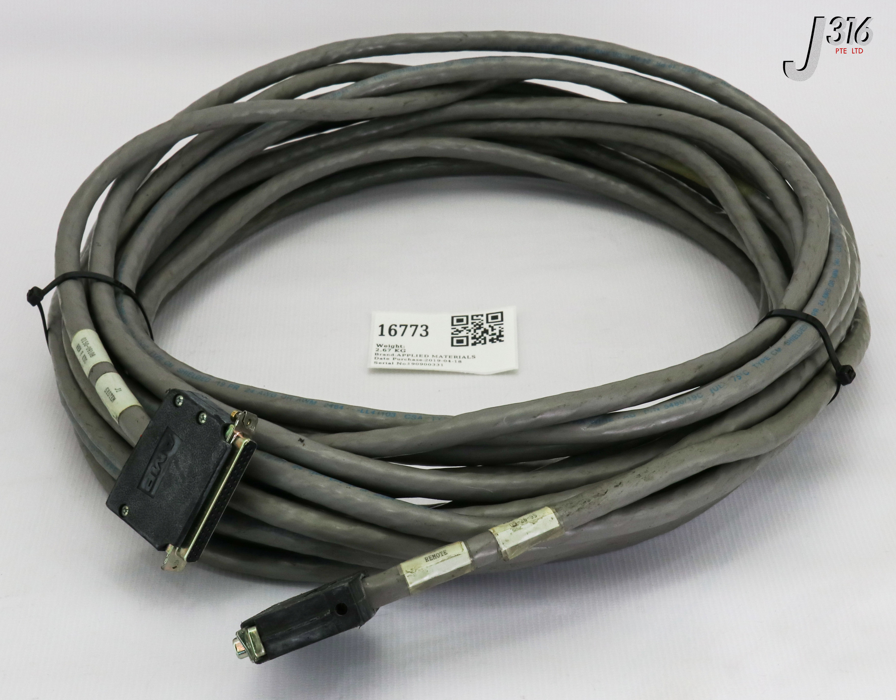 16773 APPLIED MATERIALS ASSY CABLE REM DIG 50 FT 0150-09108