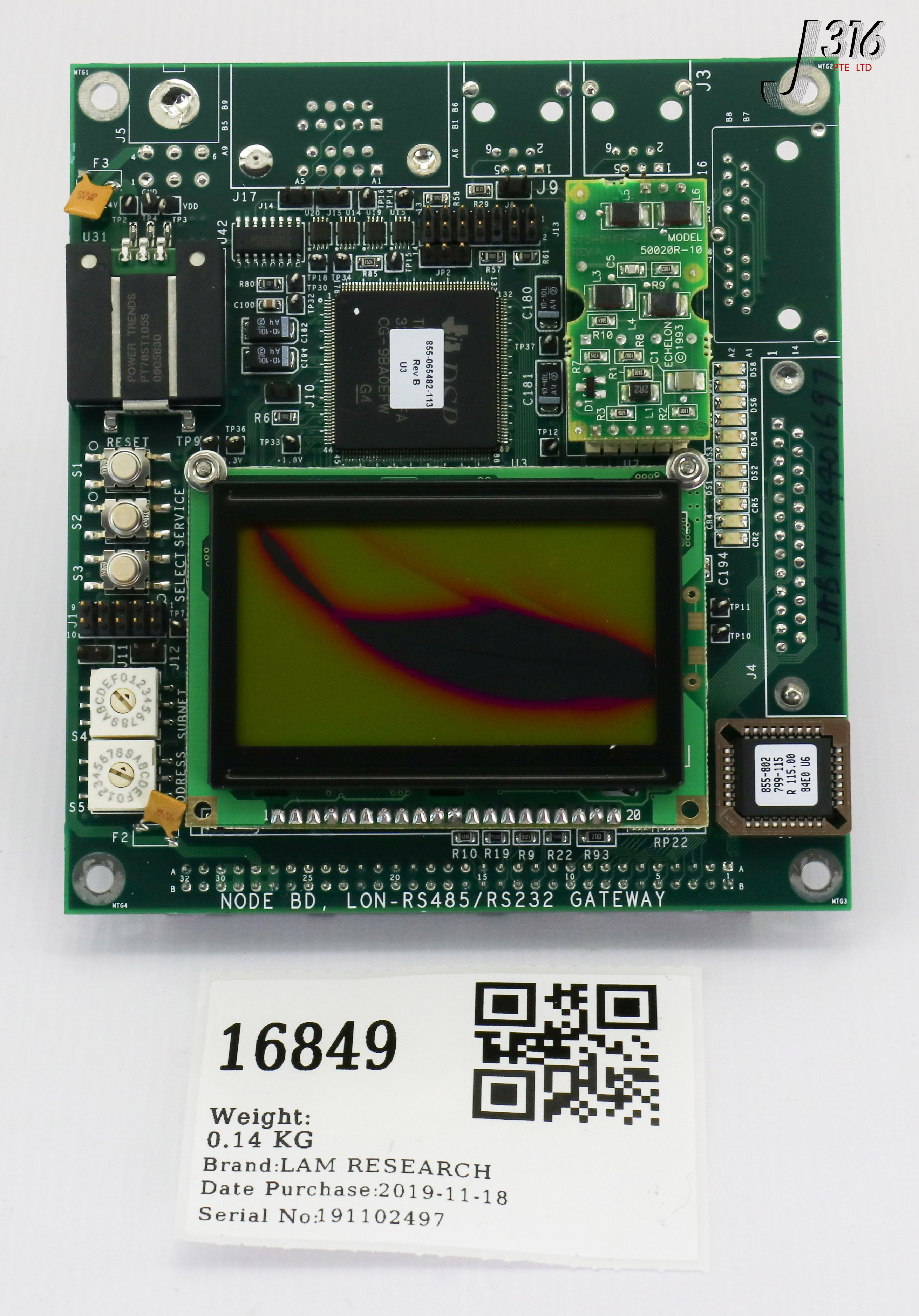 16849 LAM RESEARCH PCB NODE BD, LON-RS485/RS232 GATEWAY, 710-802799-111, 50020R-10 (PARTS) 810-802799-113