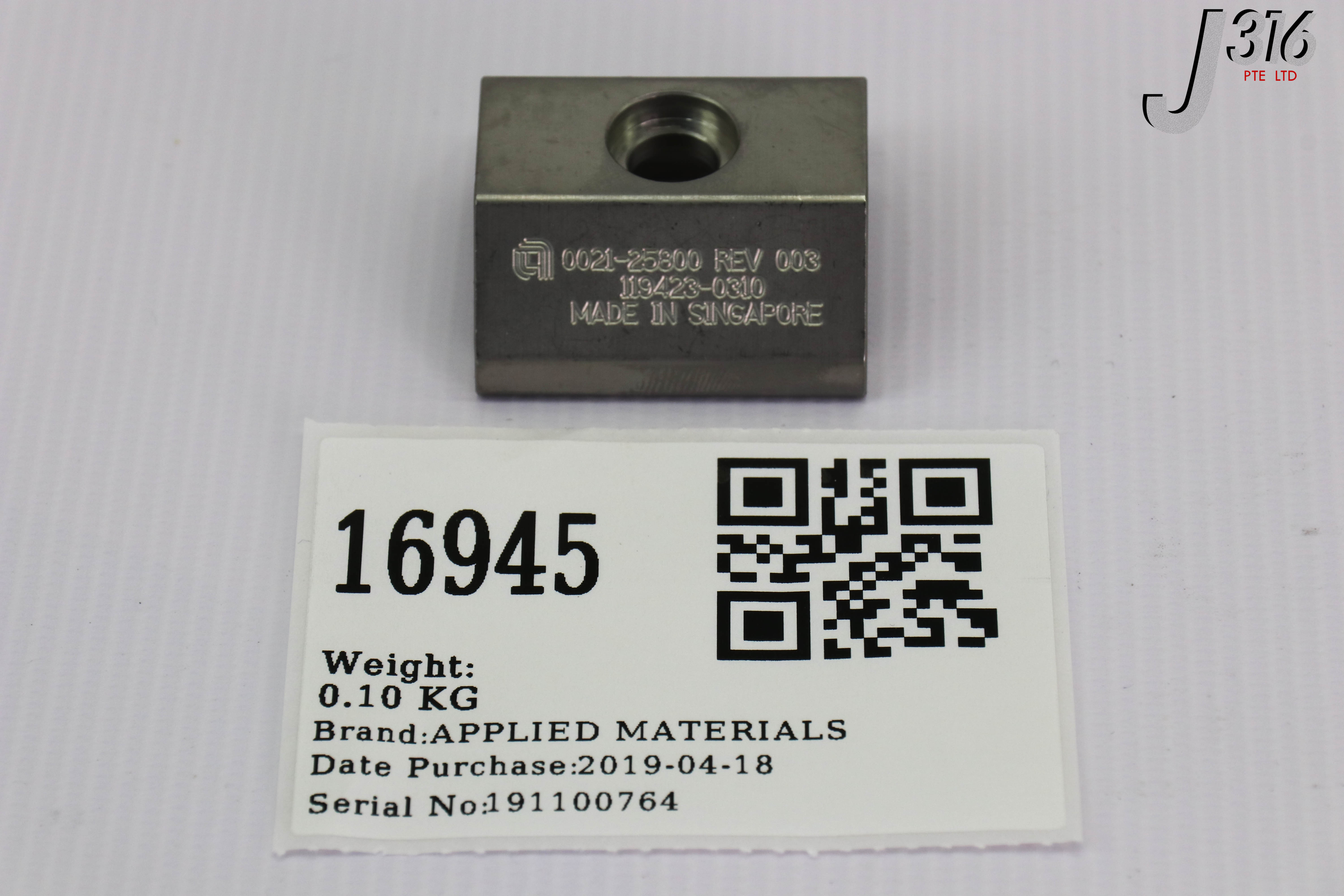 16945 APPLIED MATERIALS 300MM SPD SLIT VALVE DOOR CLAMP 0021-25800