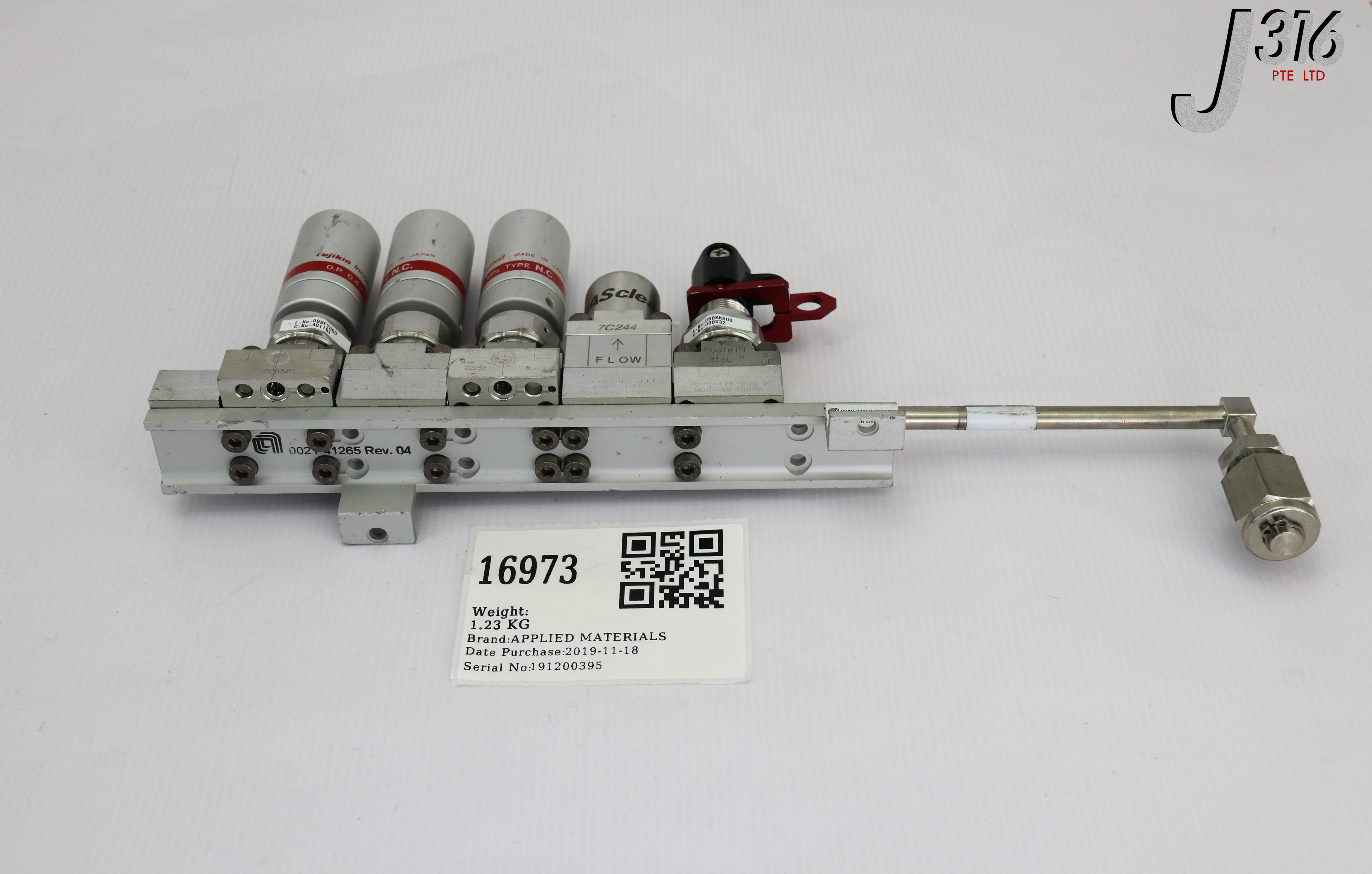 16973 APPLIED MATERIALS WELDMENT VALVE MANIFOLD 5 STATION ASSY, 0021-41265, 0050-95007 0010-34050