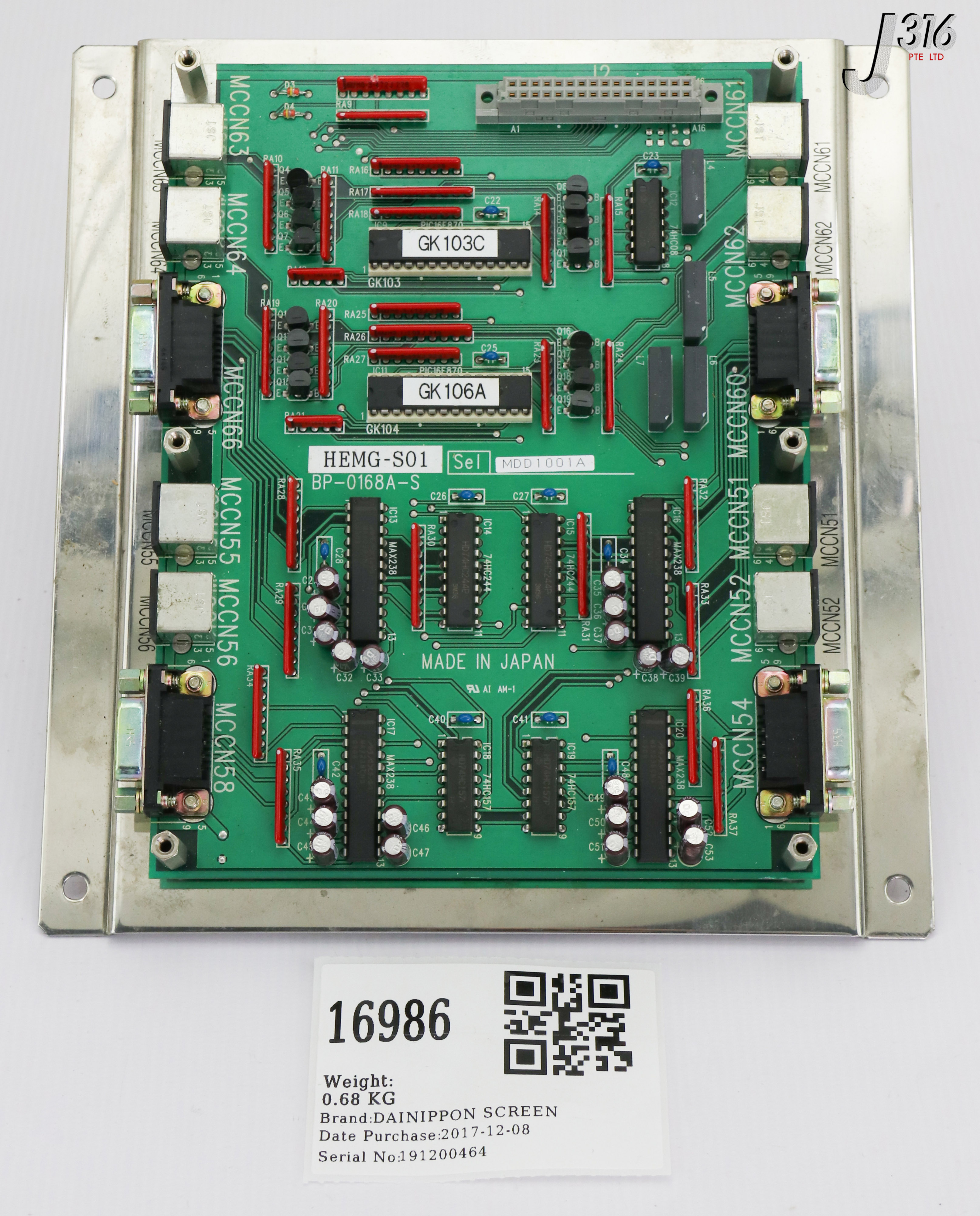 16986 DAINIPPON SCREEN PCB, PANEL SWITCH BOARD, HEMG-S01 BP-0168A-S