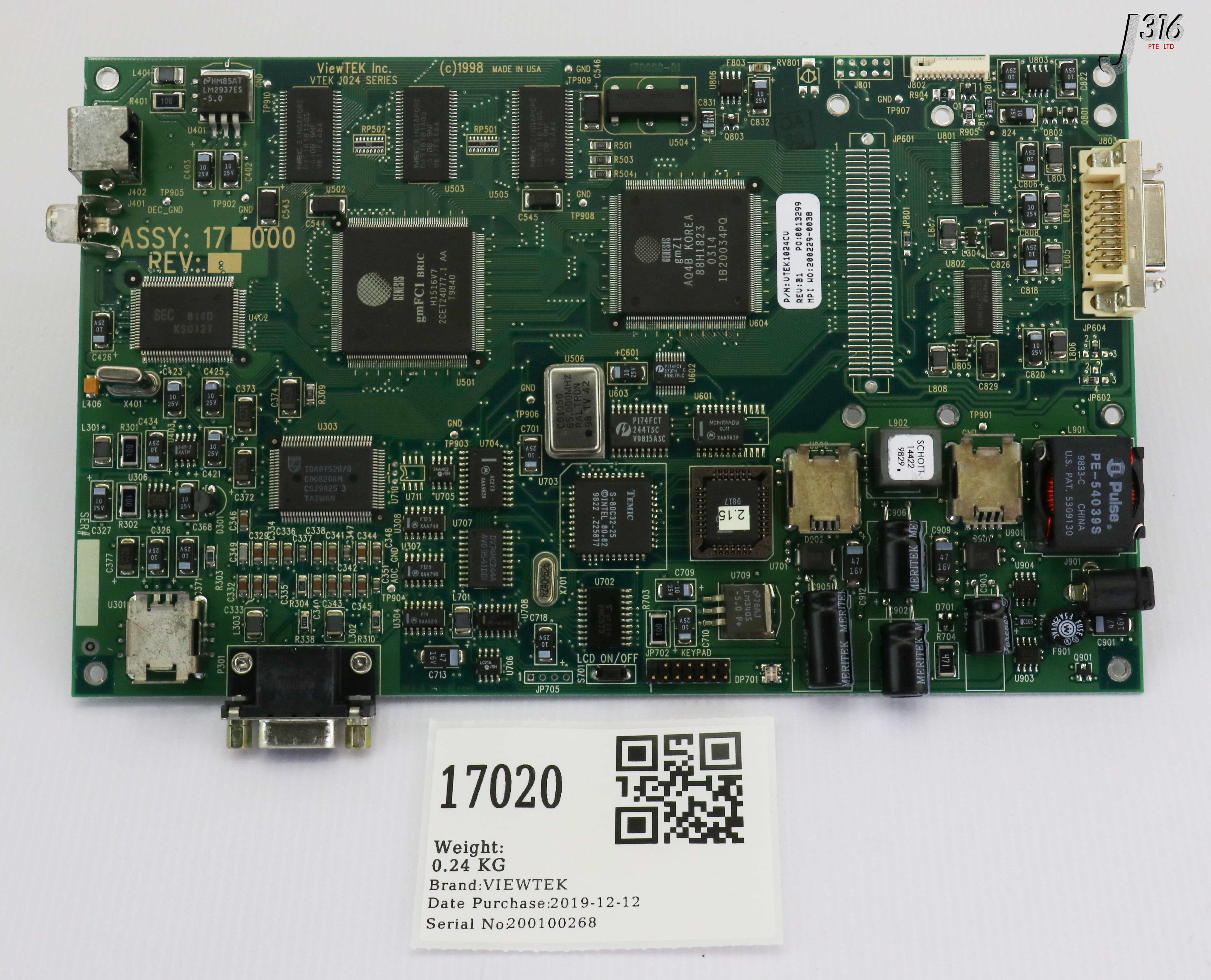 17020 VIEWTEK PCB, VTEK 1024 SERIES, ASSY 170000-01 VTEK1024CV