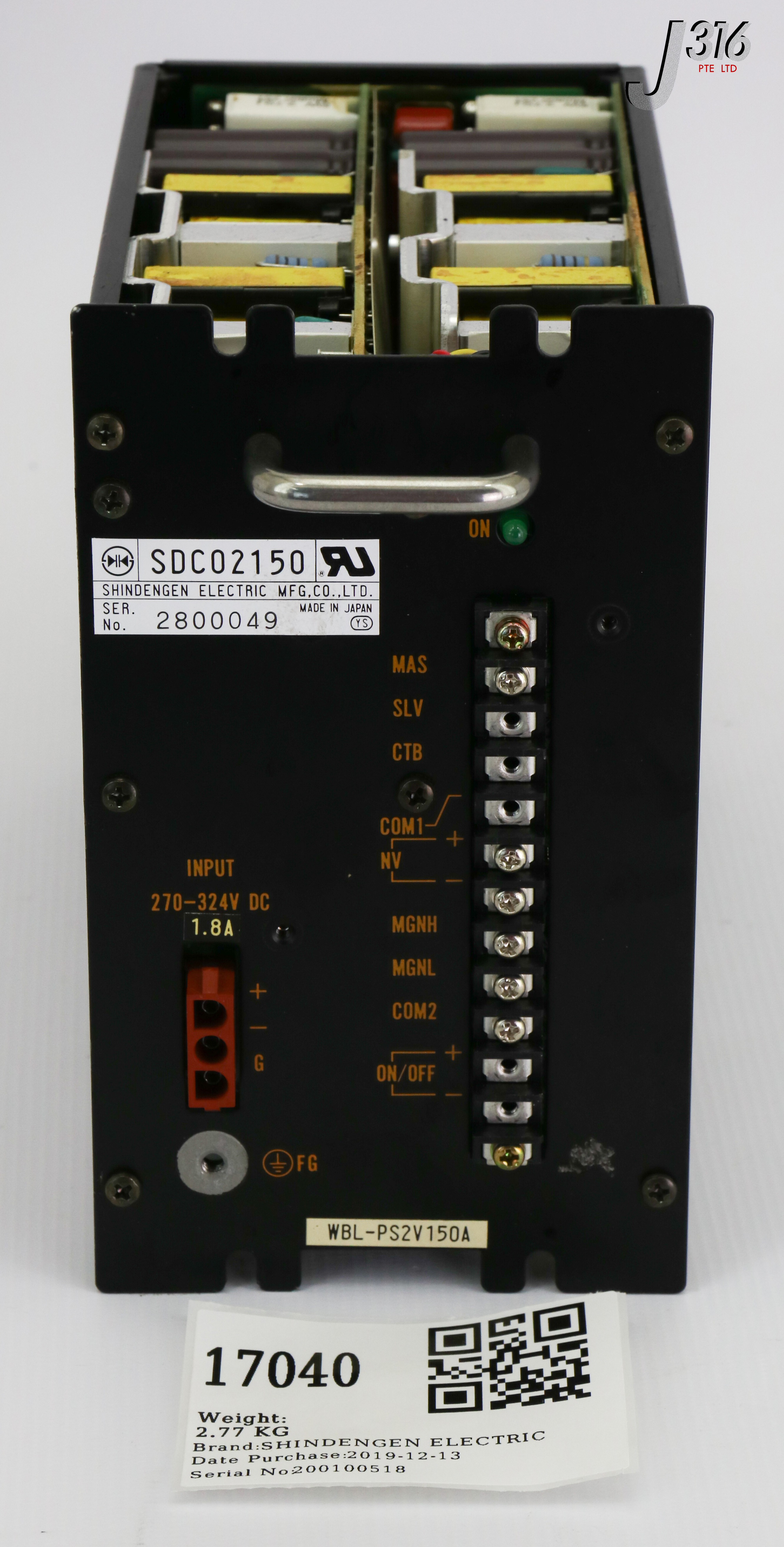 17040 SHINDENGEN ELECTRIC POWER SUPPLY, 270-324V DC, 1.8A SDC2150