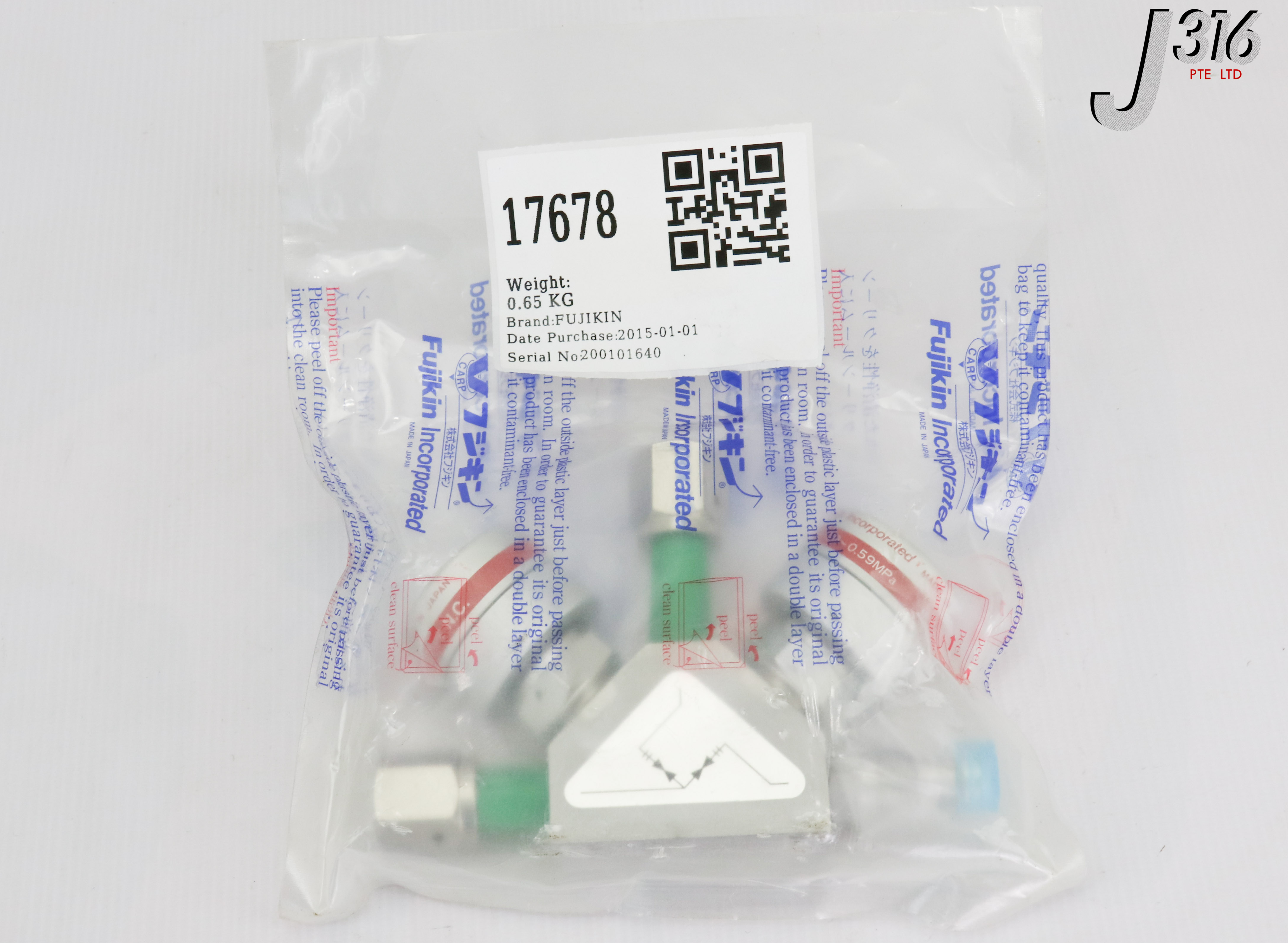 17678 FUJIKIN PRESSURE VALVE, TYPE N.C., O.P. 0.39~0.59MPA (NEW) 043926