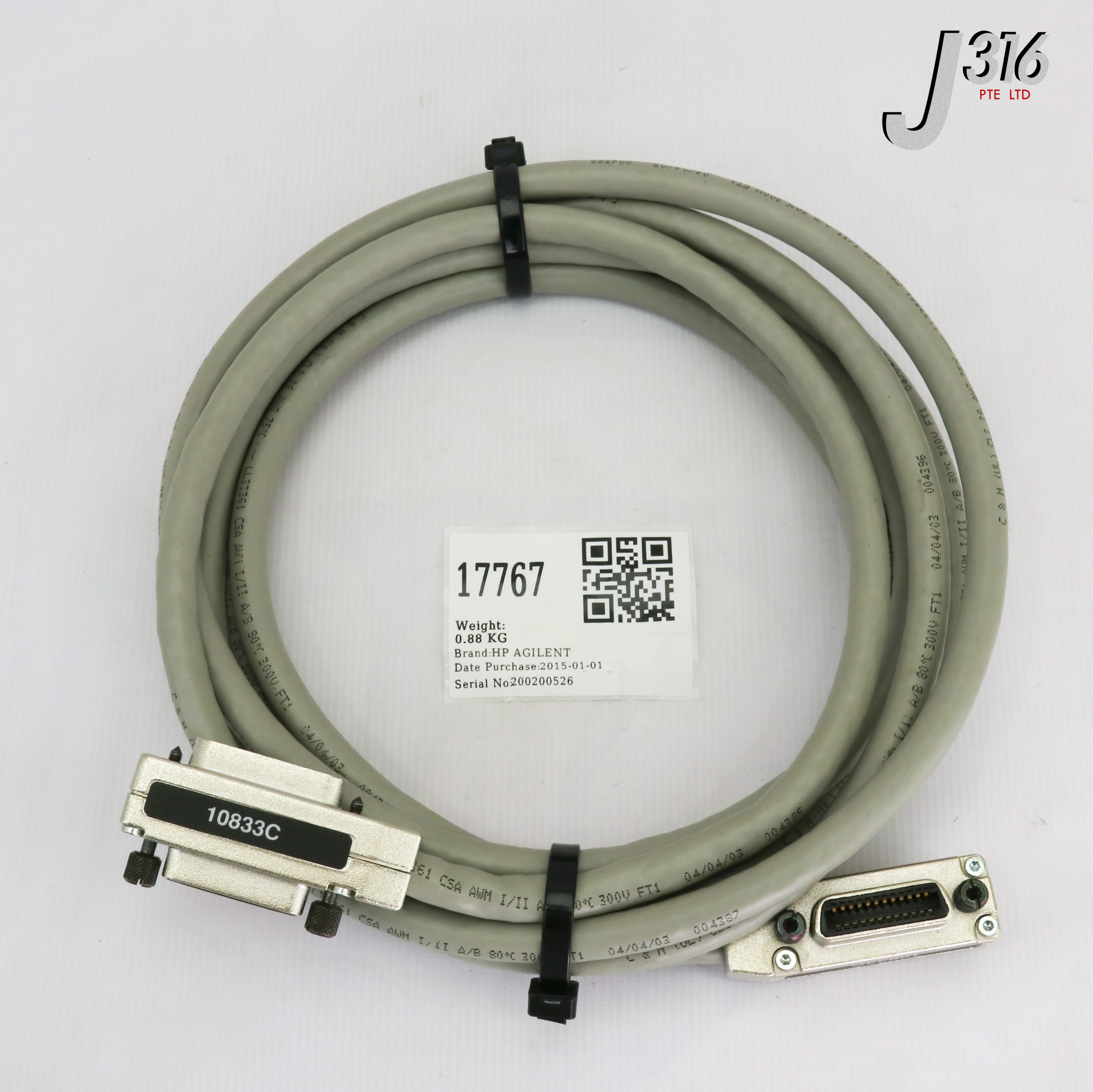 17767 HP AGILENT IEEE 488 GPIB INTERFACE CABLE, 4M 10833C