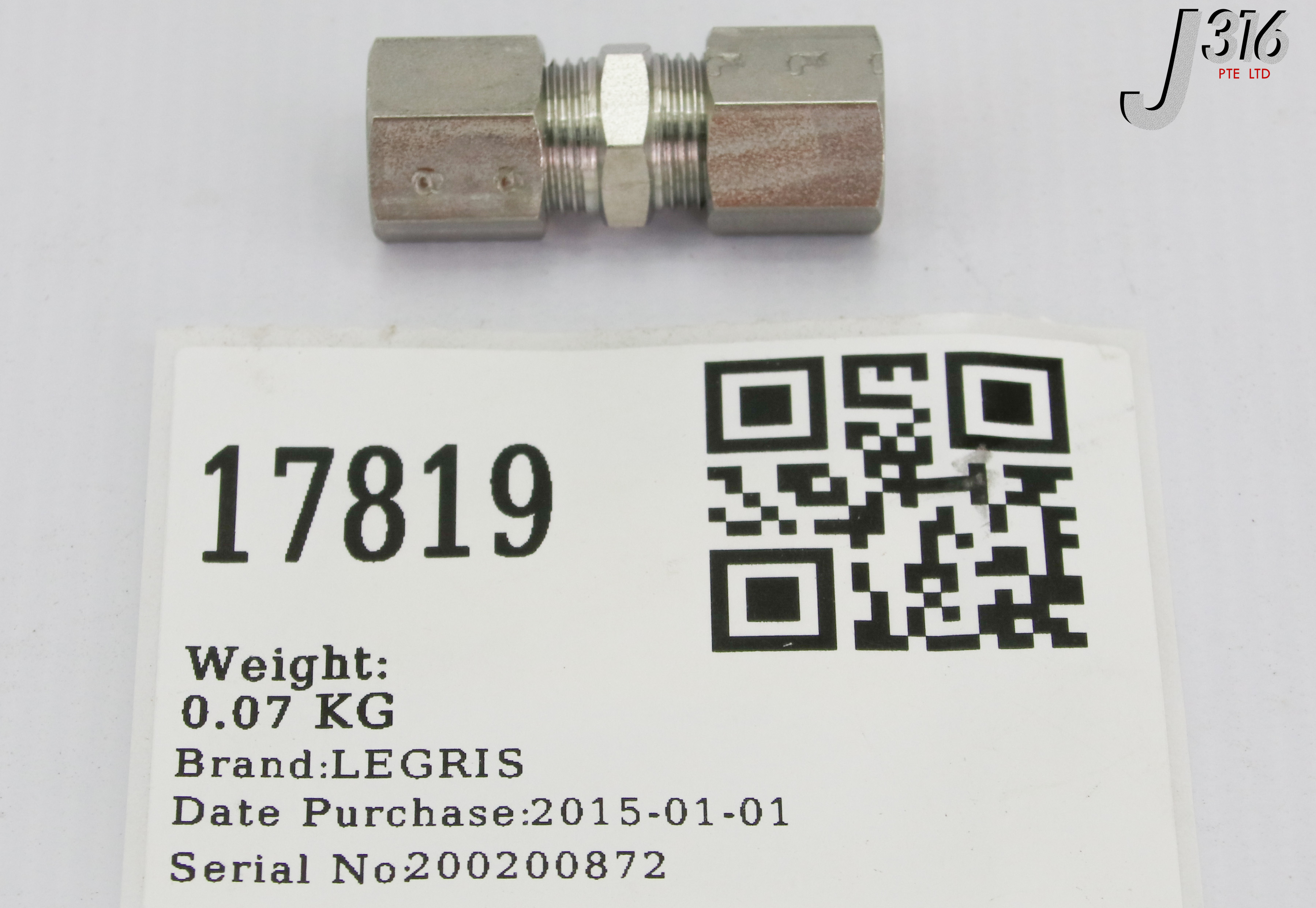 17819 LEGRIS S/STEEL EQUAL STRAIGHT CONNECTOR, 8MM OD (NEW IN OPEN BOX) 1806 08 00