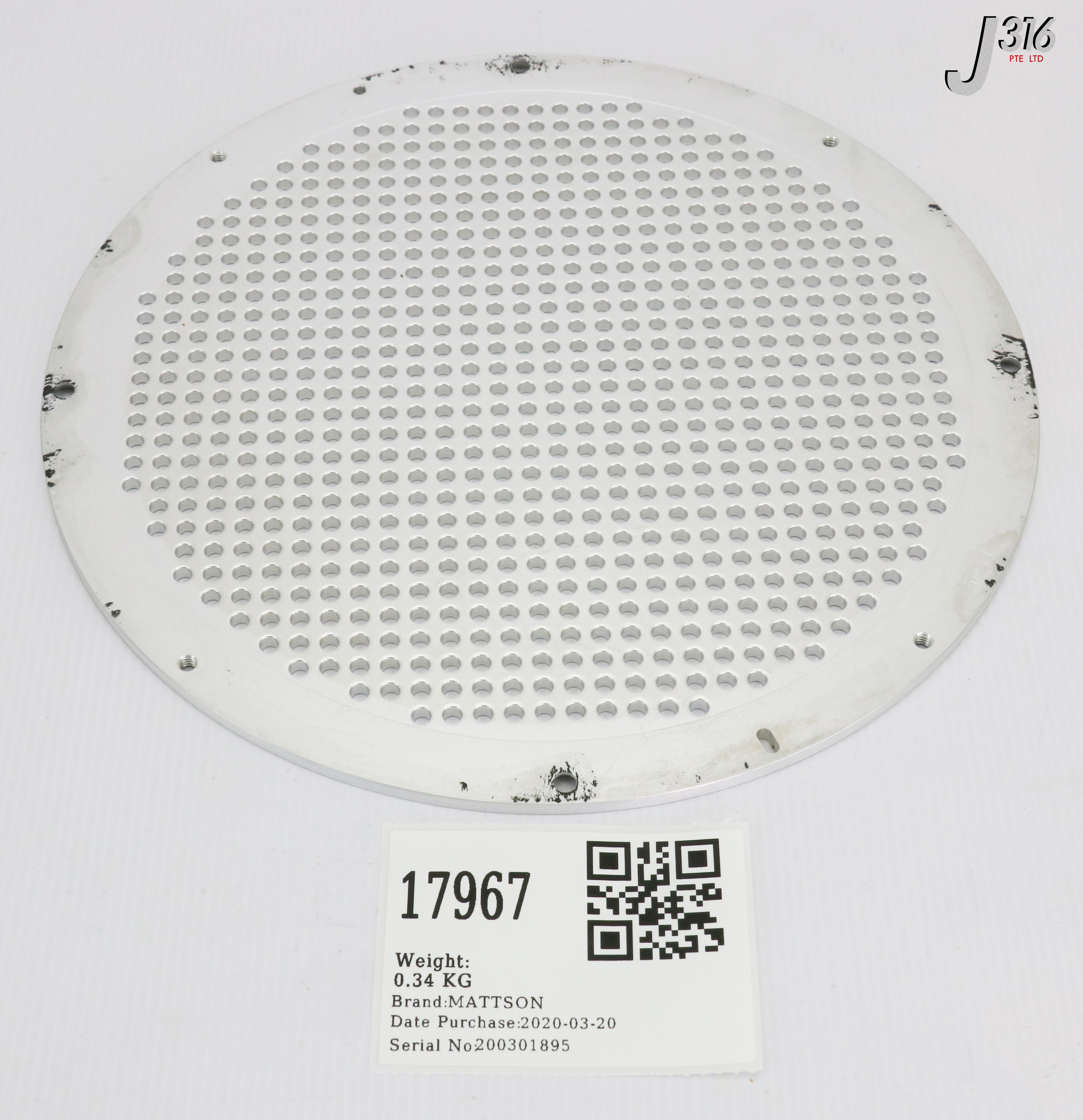 17967 MATTSON TECHNOLOGY GRID PLATE, UPPER 1007030