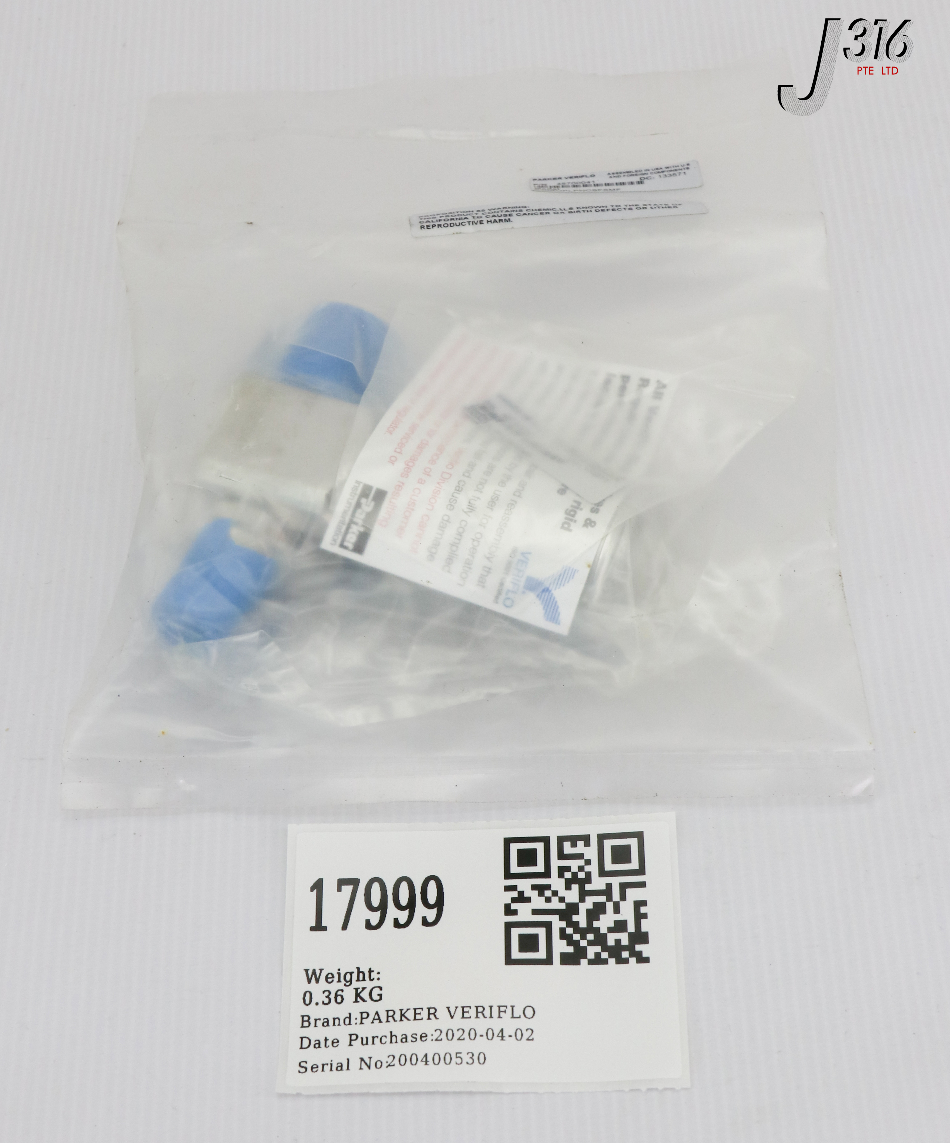 17999 PARKER VERIFLO DIAPHRAGM VALVE, P/N: 45700041 (NEW) 930AOPLPNCSFSMF