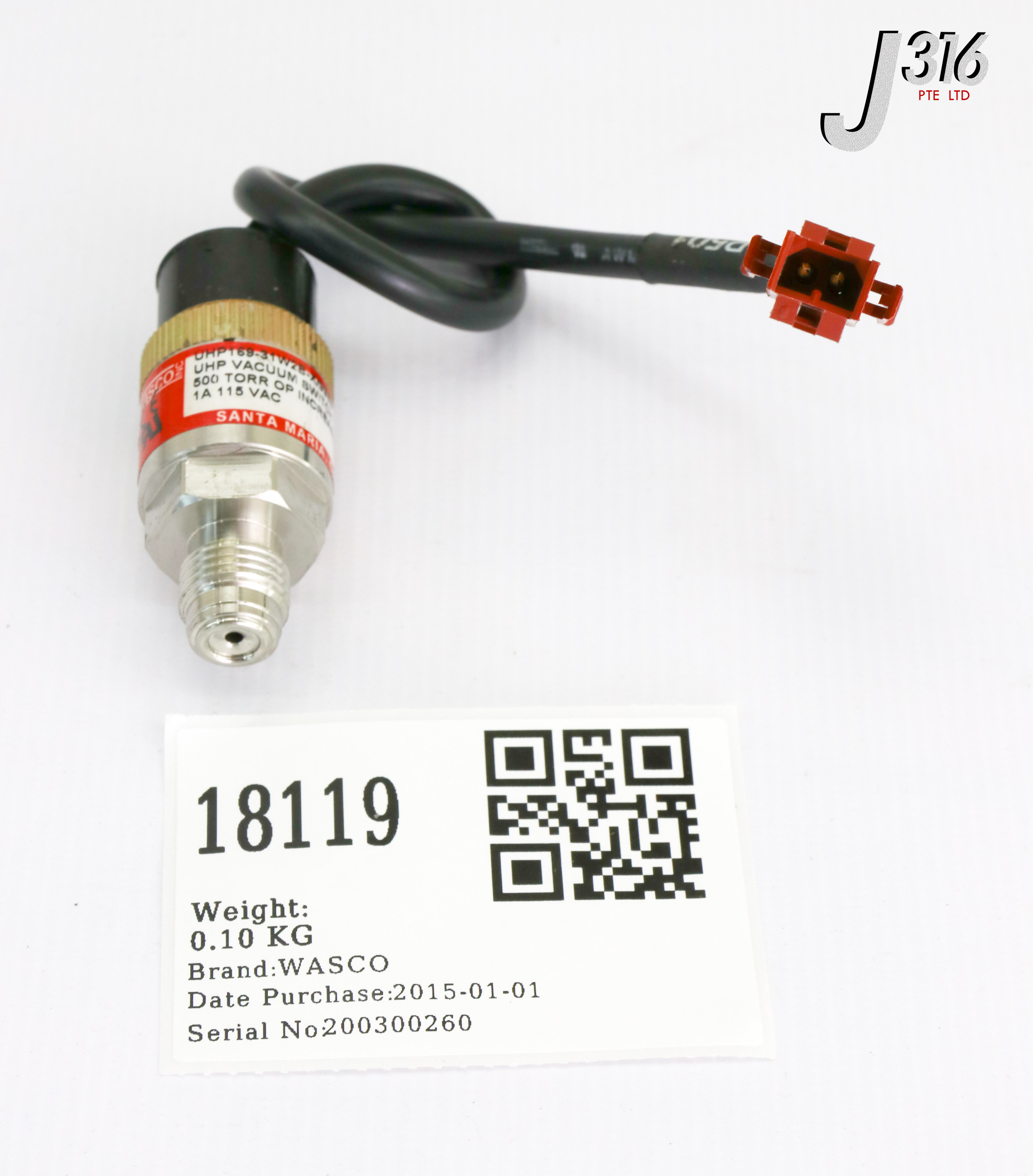 18119 WASCO UHP VACUUM SWITCH, 500TORR 1A 115VAC UHP169-31W2B-X/9963