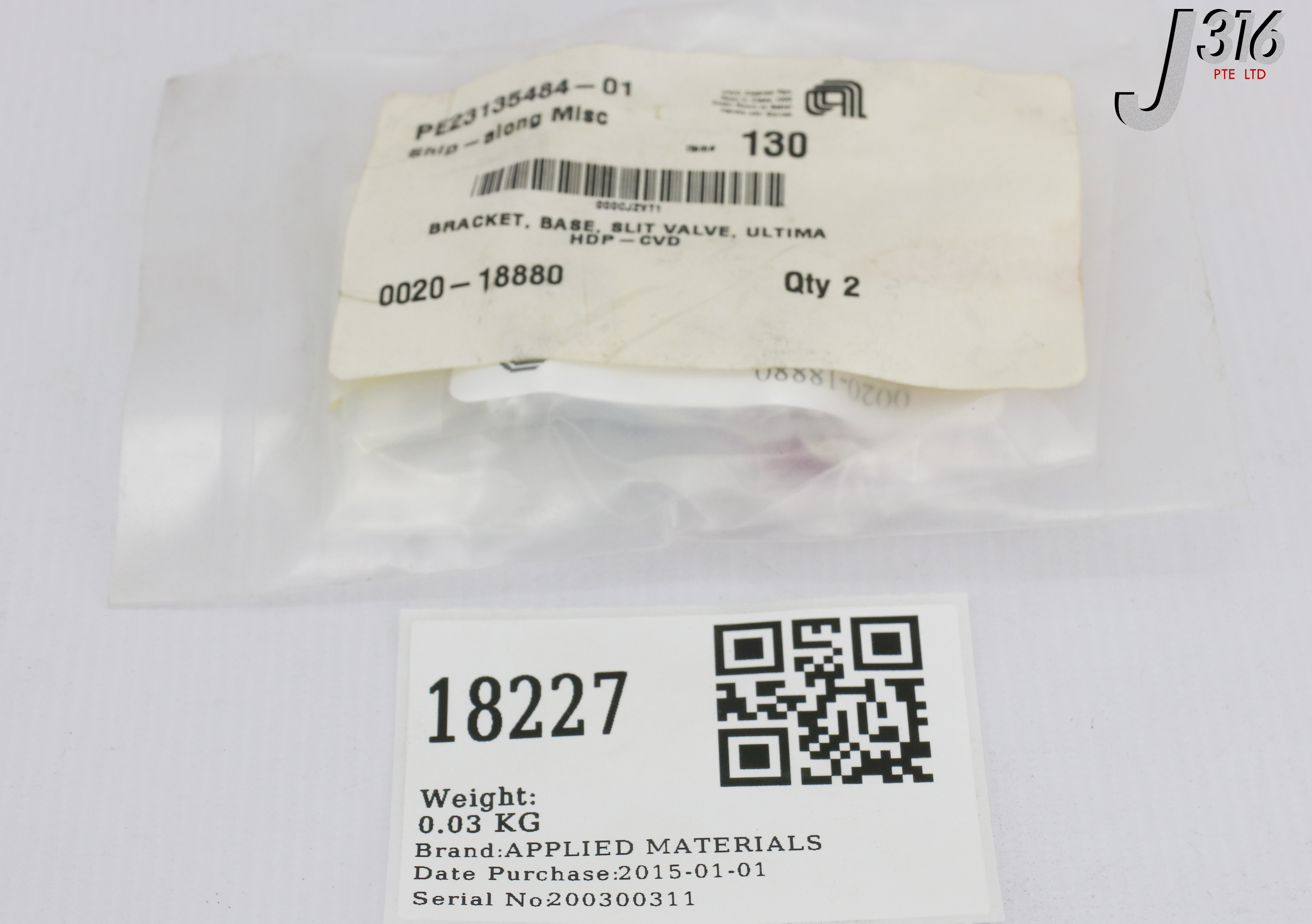 18227 APPLIED MATERIALS BRACKET, BASE, SLIT VALVE, ULTIMA HDP-CV ...