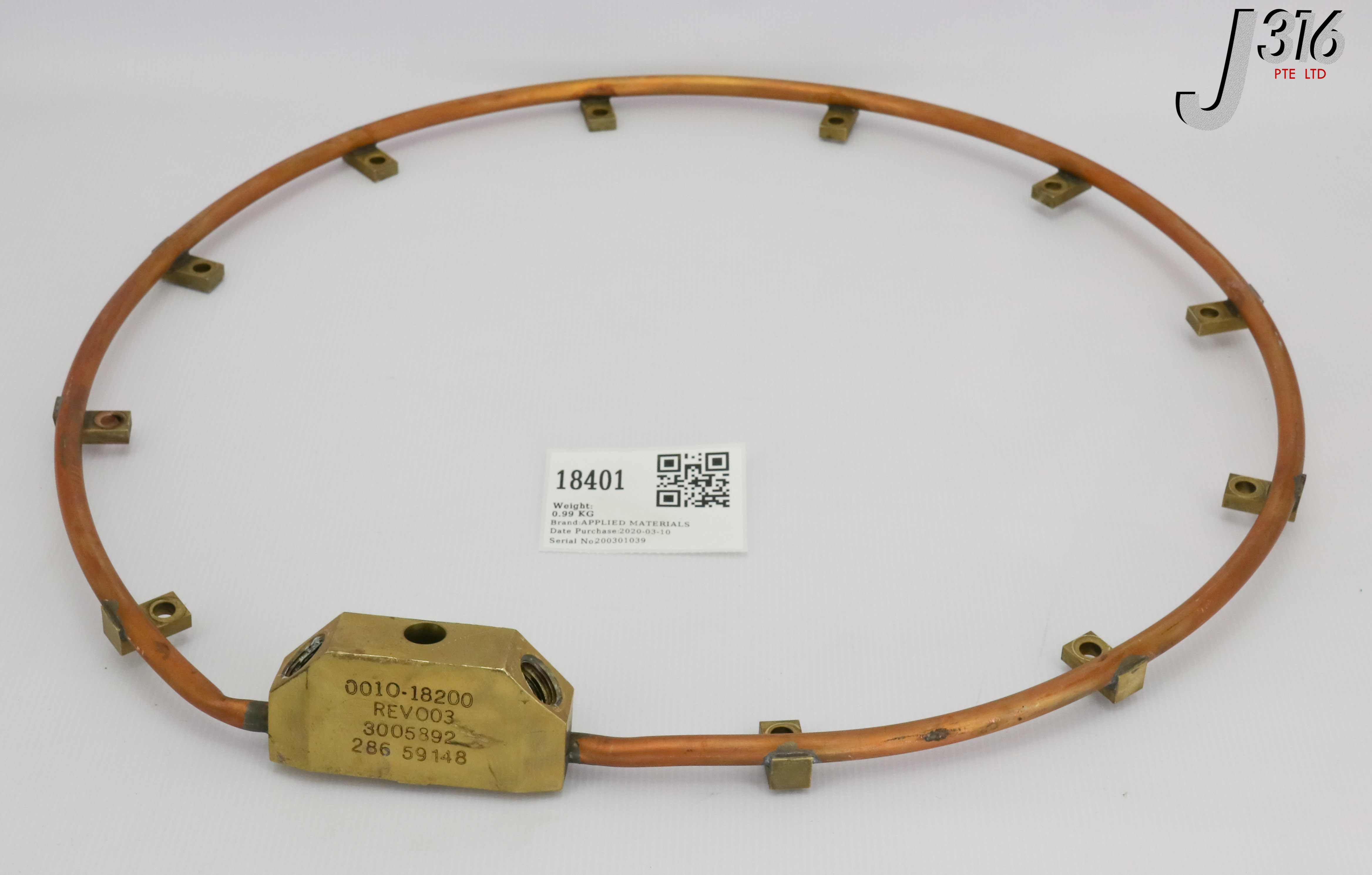 18401 APPLIED MATERIALS ASSY GND SHLD COOLING COIL ULTIMA 0010-18200