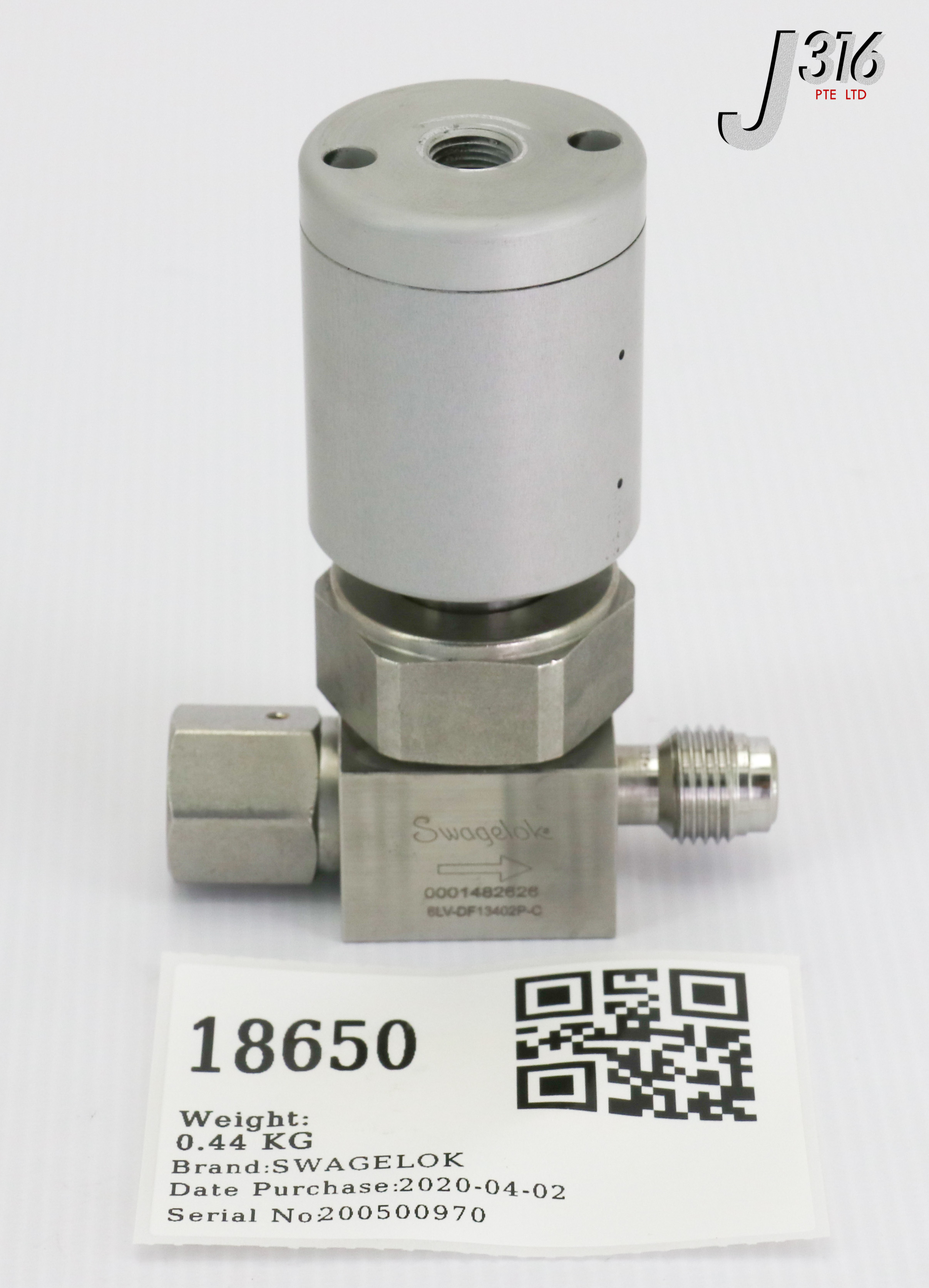 18650 SWAGELOK 1/4'' MALE, 1/4'' FEMALE DIAPHRAGM VALVE 6LV-DF13402P-C