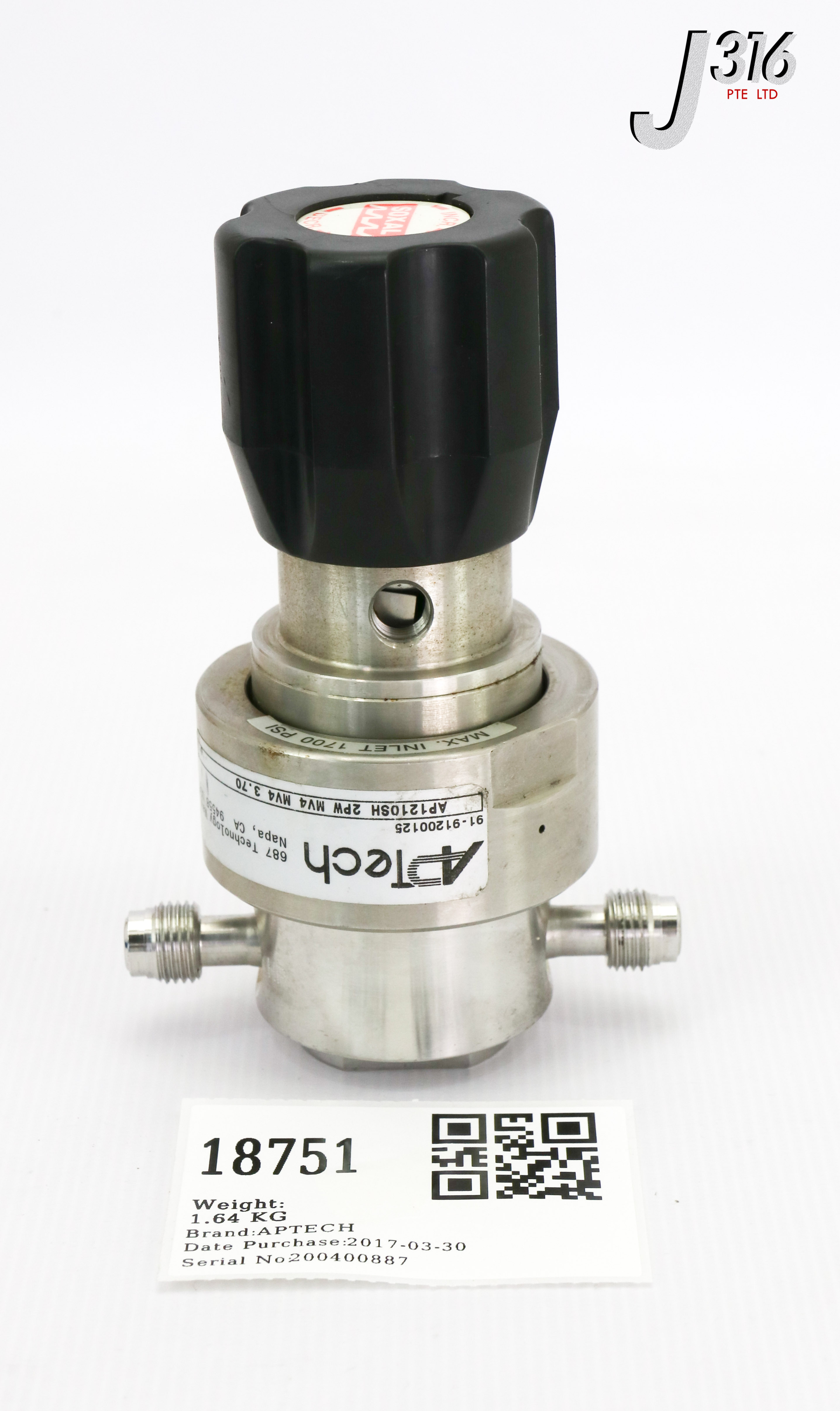18751 APTECH AP1200 TIED DIAPHRAGM REGULATOR AP1210SH 2PW MV4 MV4 3.70