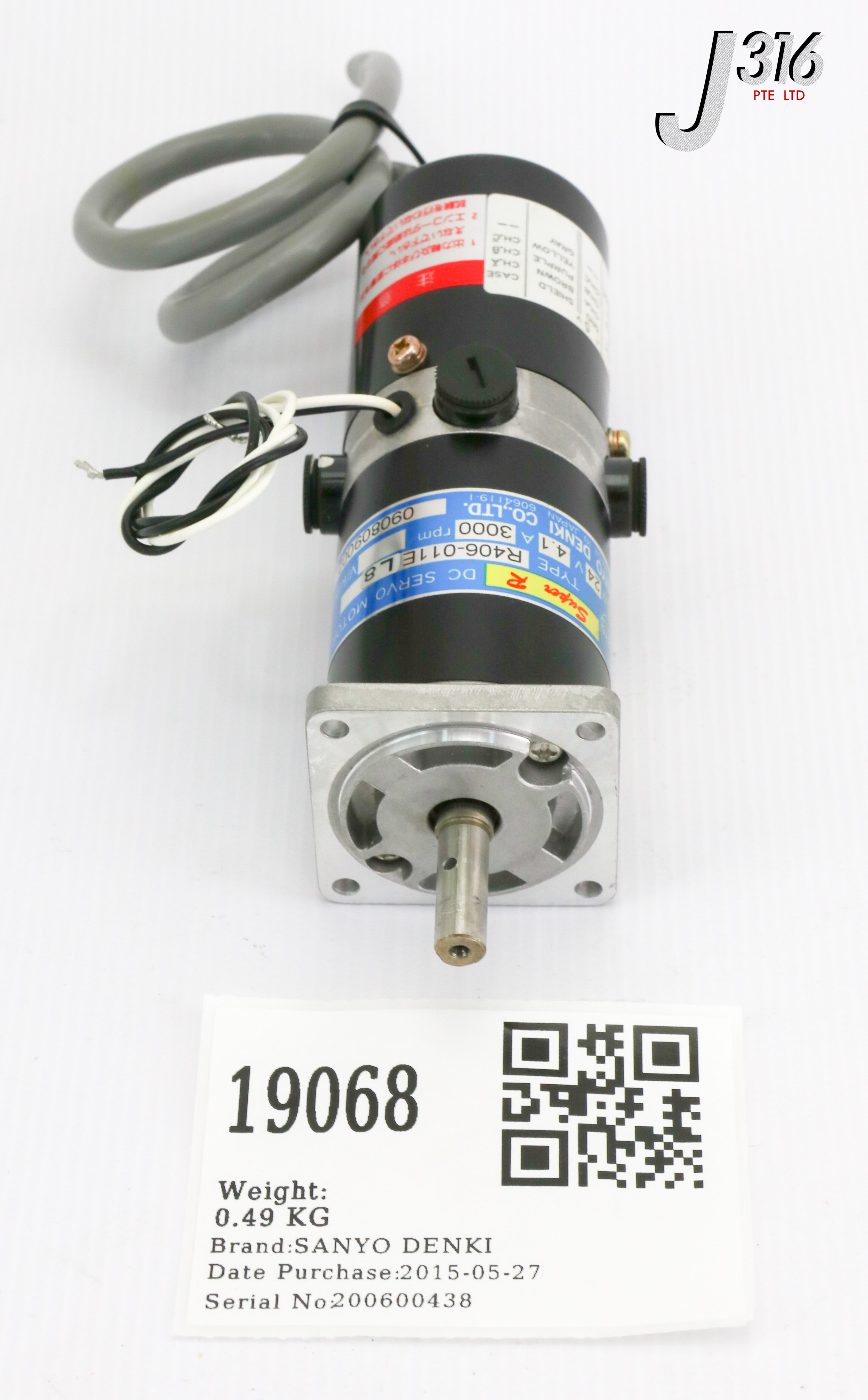 19068 SANYO DENKI DC SERVO MOTOR W/ ENCODER E401000C00B, MT-SANYO-082 R406-011EL8