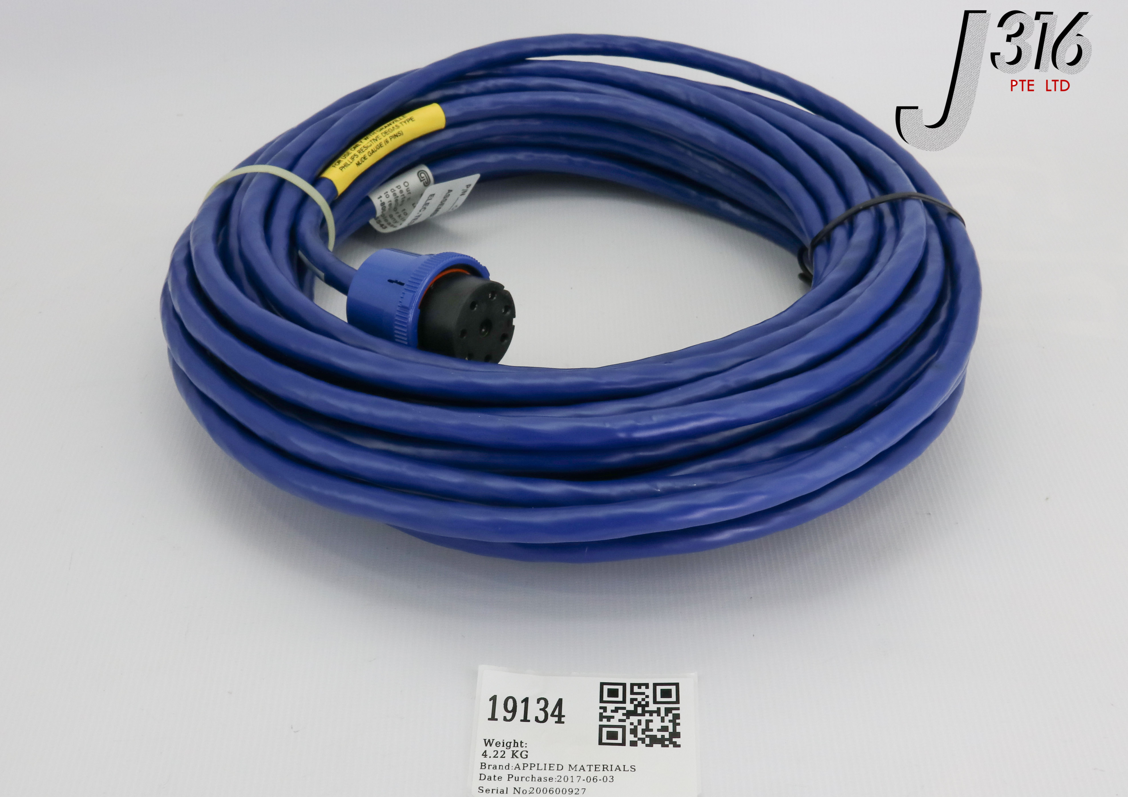19134 APPLIED MATERIALS PURCH SPEC 60FT NUDE ION GAUGE CABLE, 010863-60, 332124-60 (NEW) 0190-21305