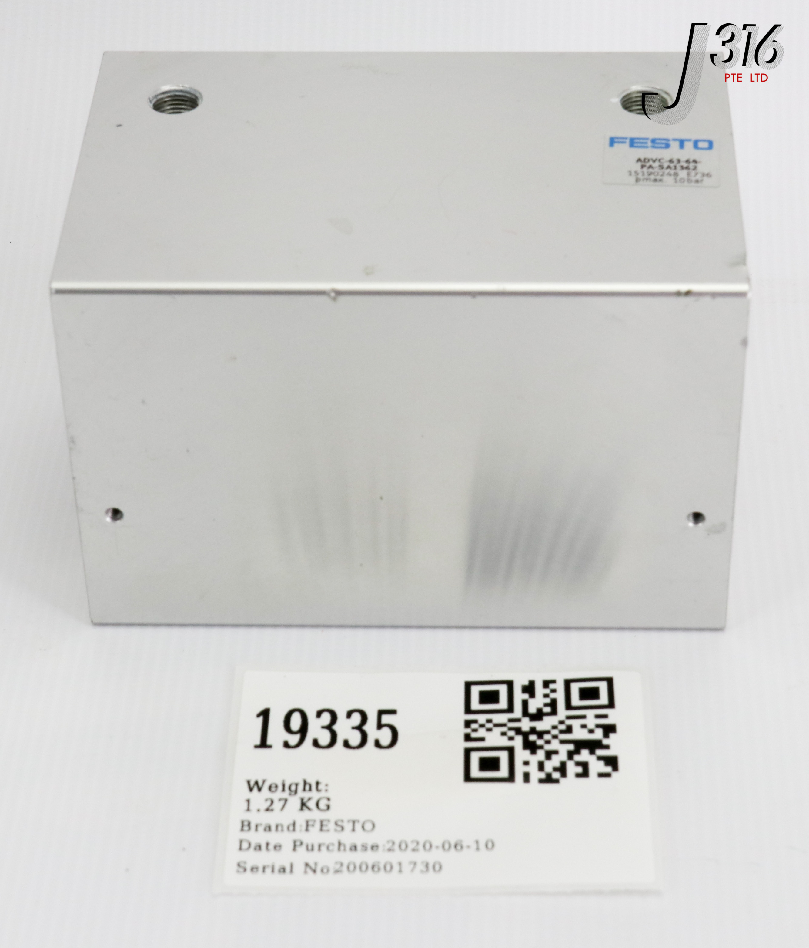 19335 FESTO DOUBLE-ACTING SHORT-STROKE CYLINDER, 15190248 ADVC-63-64-PA-SA1362