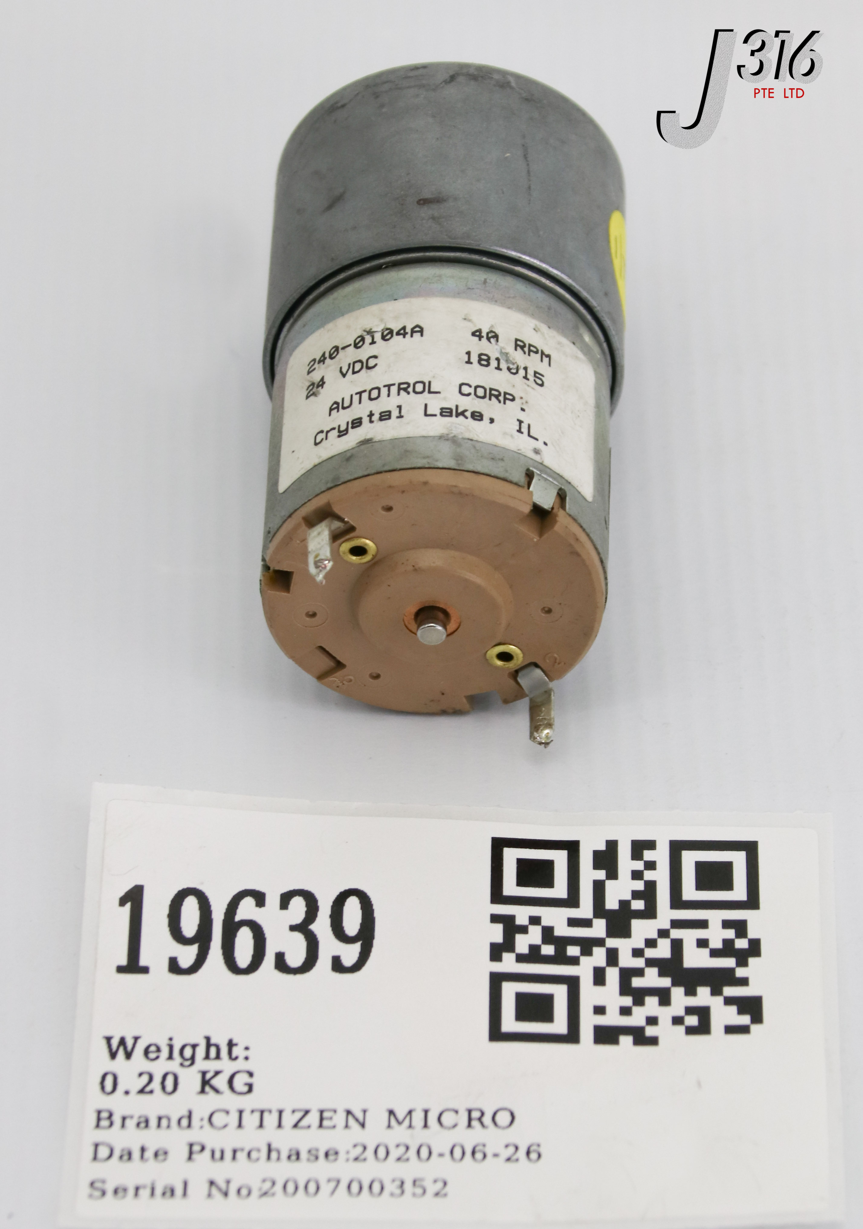 19639 CITIZEN MICRO MOTOR GEARHEAD 24VDC RB-35GM-CA35-H114-AT