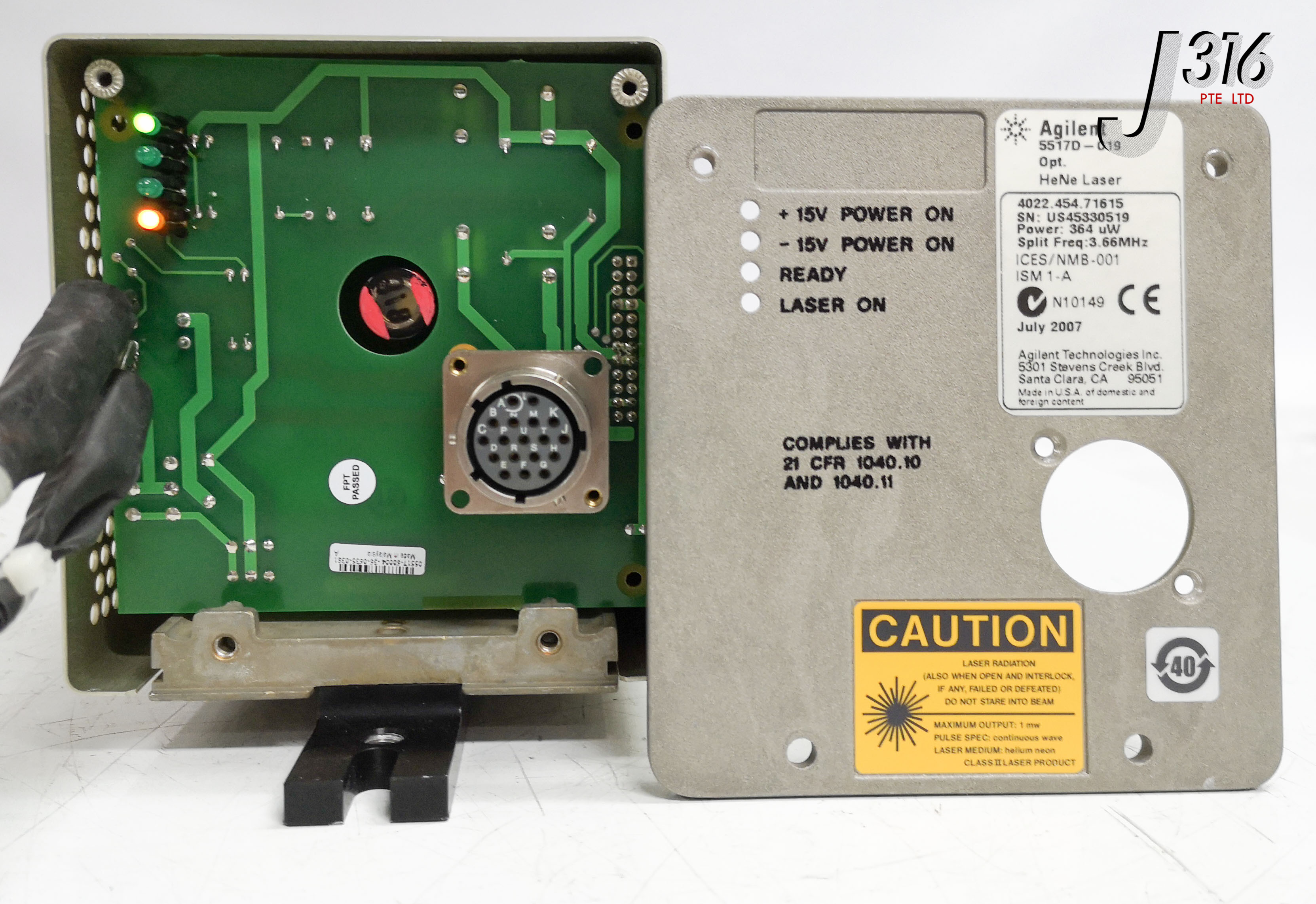 19722 ASML AGILENT 5517D-C19 LASER HEAD, 364uW, 3.66 MHz (PARTS) 4022.454.71615