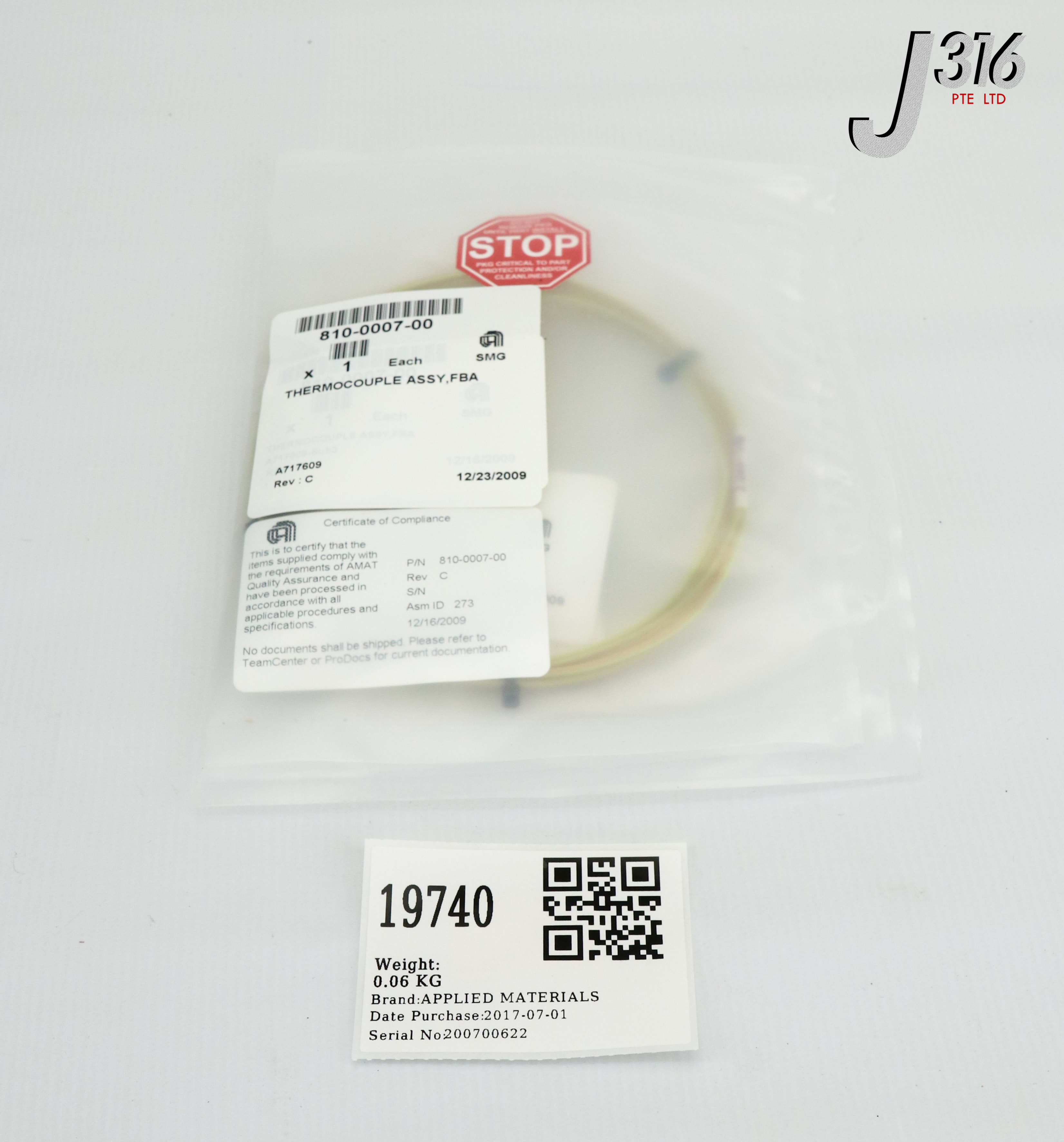 19740 APPLIED MATERIALS THERMOCOUPLE ASSY, FBA (NEW) 810-0007-00