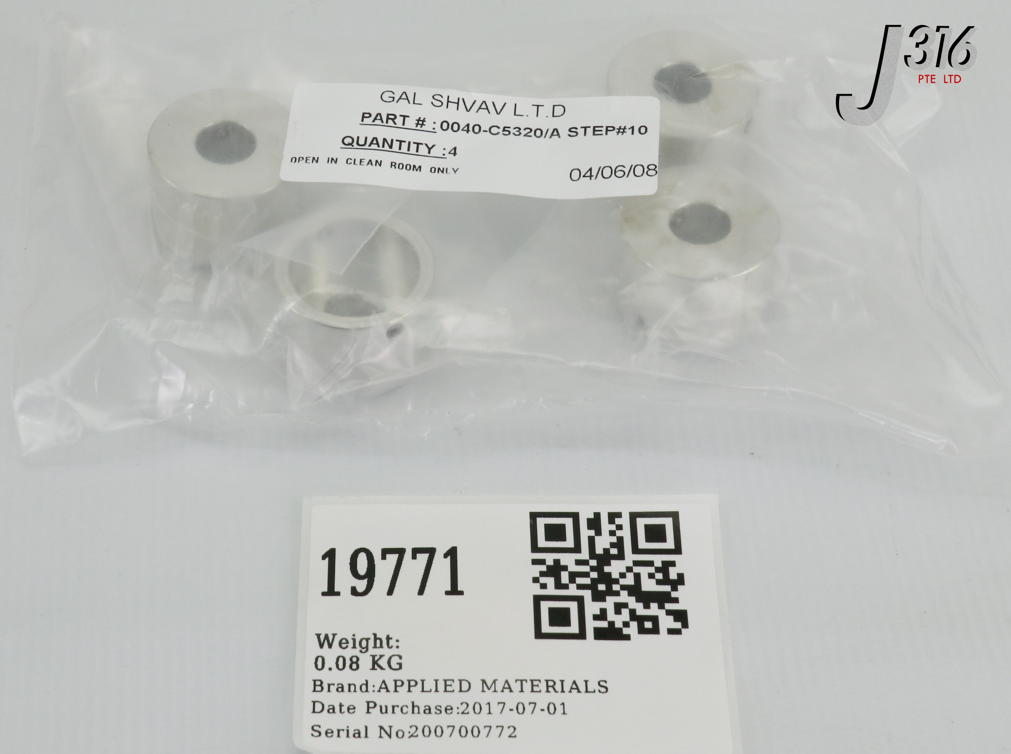 19771 APPLIED MATERIALS ADAPTER (LOT OF 4) (NEW) 0040-C5320