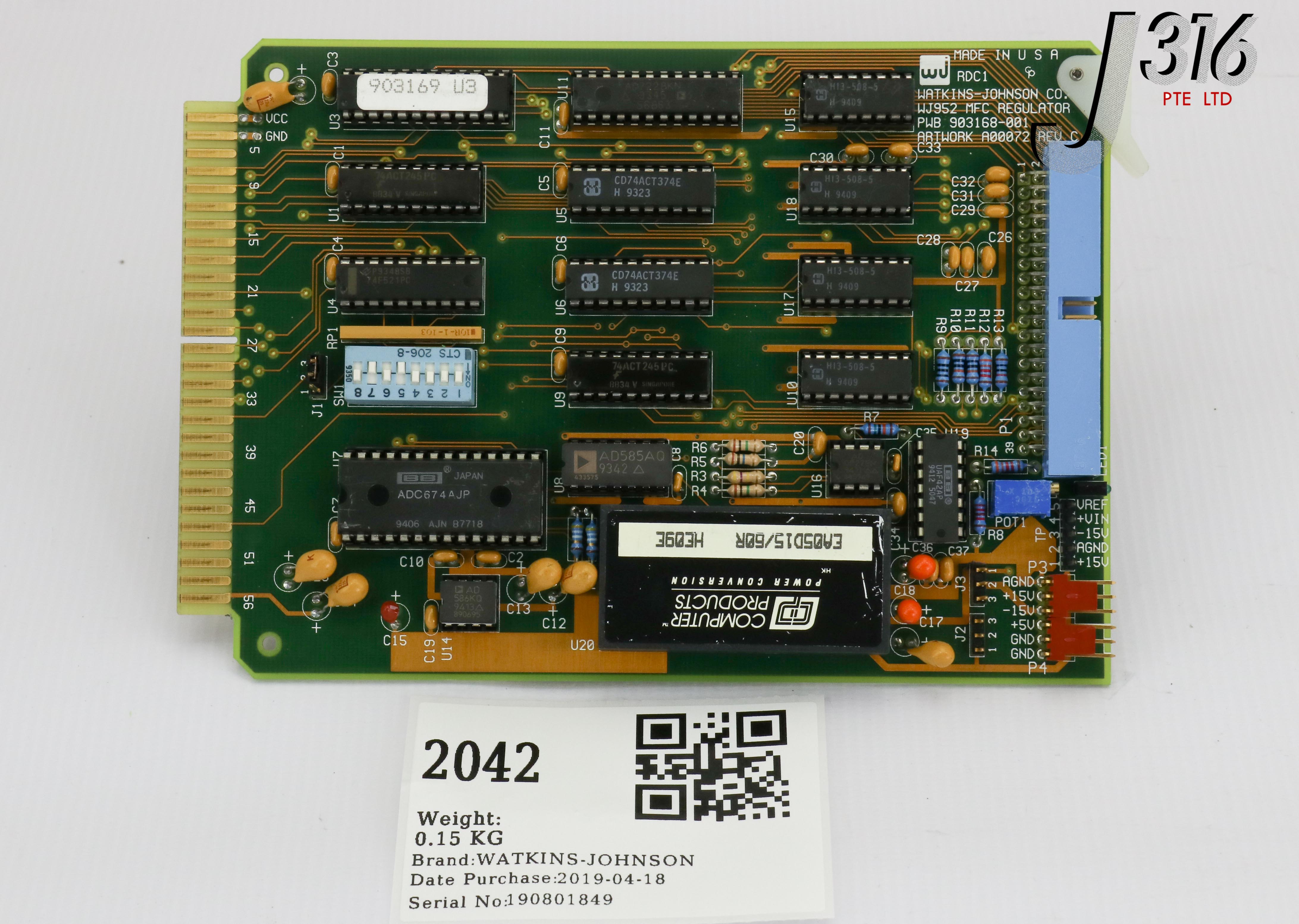 2042 WATKINS-JOHNSON PCB, WJ952 MFC REGULATOR, 903169-001 PWB 903168-001