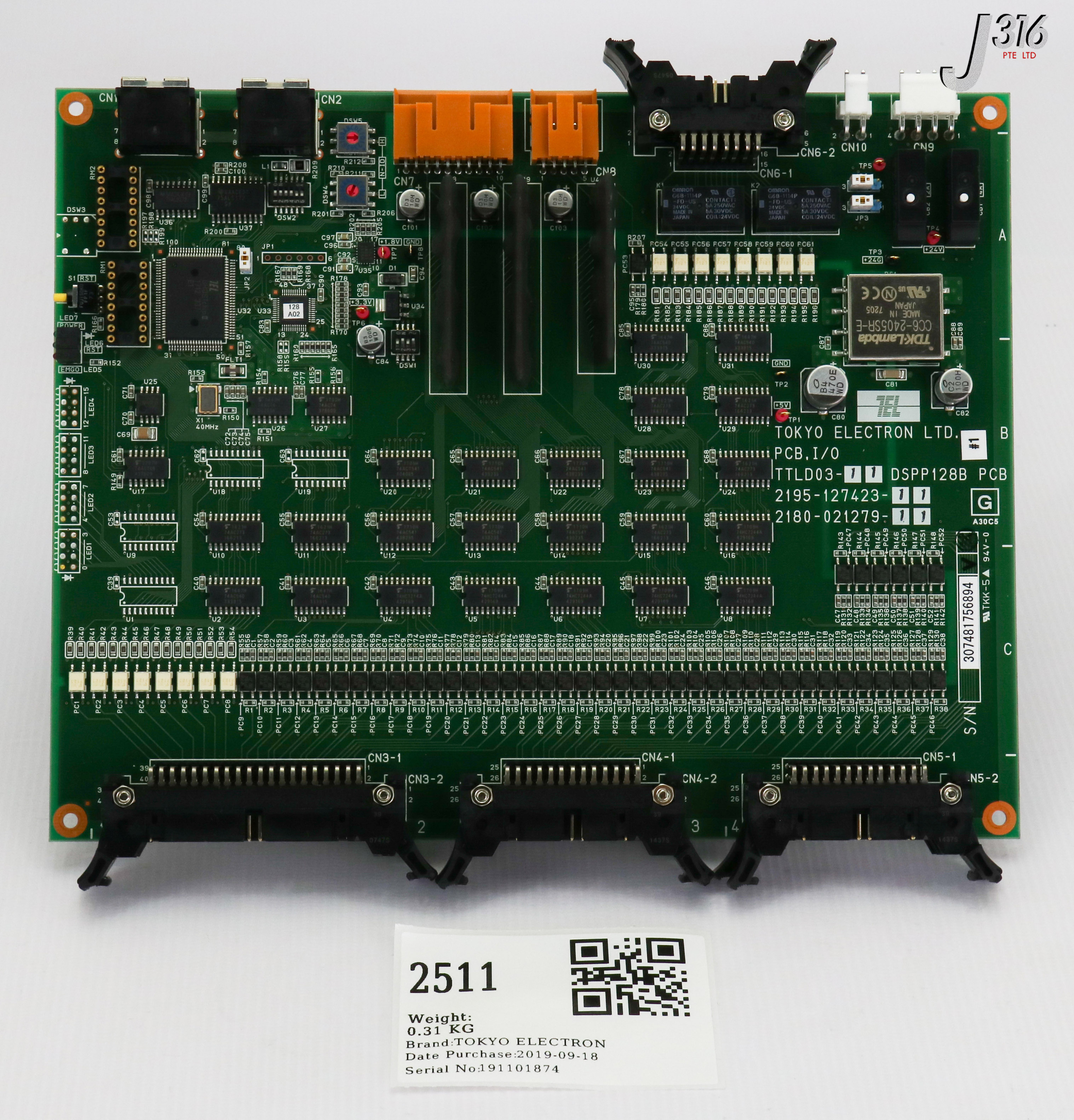 2511 TOKYO ELECTRON PCB, I/O TTLD03-11 DSPP128B, 2180-021279-11 2195-127423-11