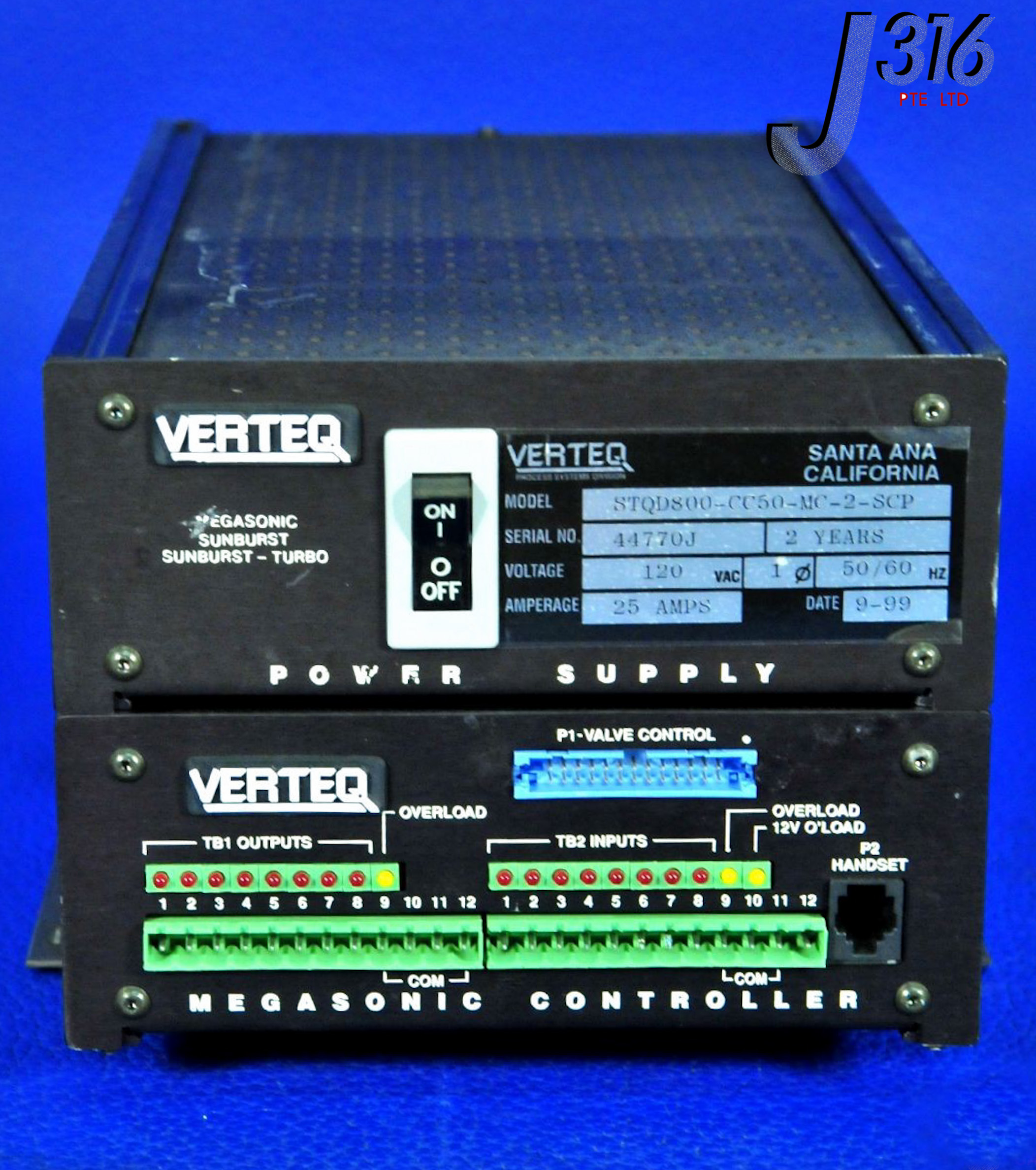 2786 VERTEQ MEGASONIC CONTROLLER W/ POWER SUPPLY MC-001-08 STQD800-CC50-MC-2-SCP