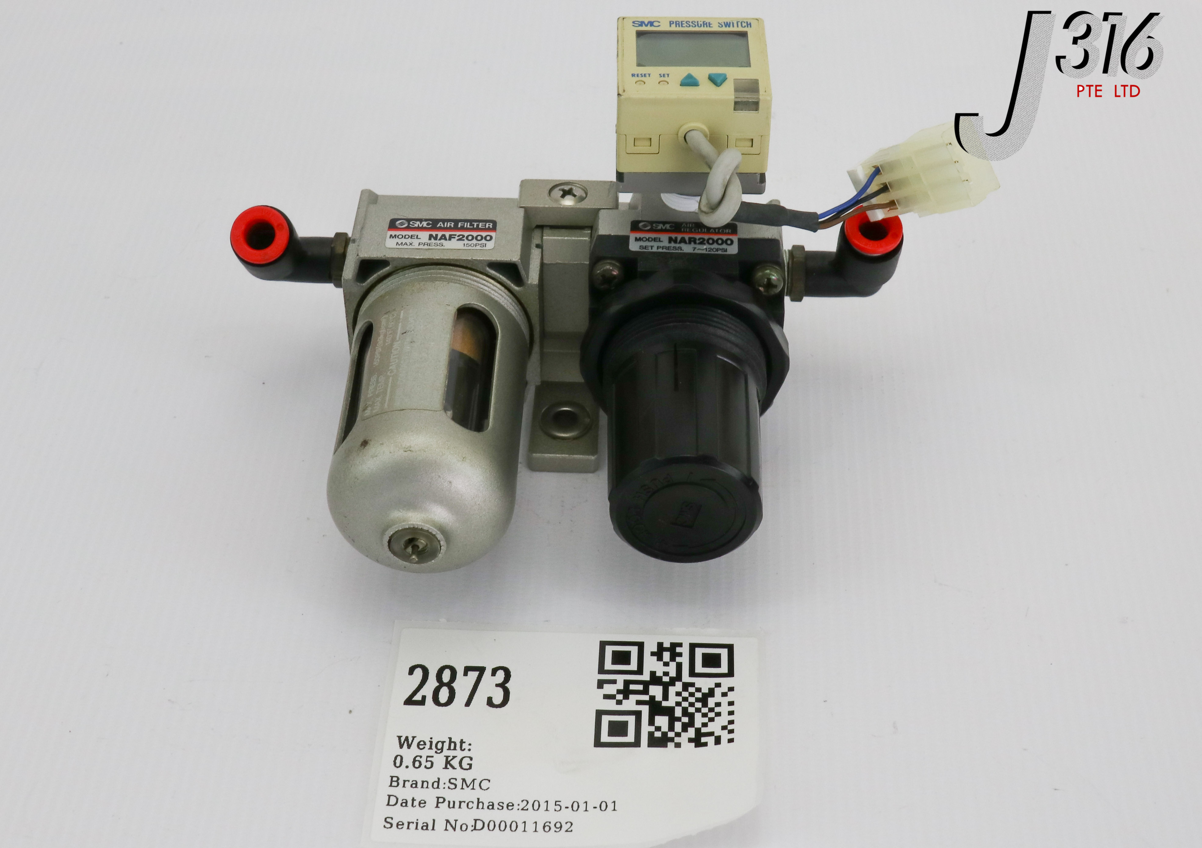 2873 SMC PRESSURE REGULATOR W/ NAF2000 & ISE4-T1-25 NAR2000