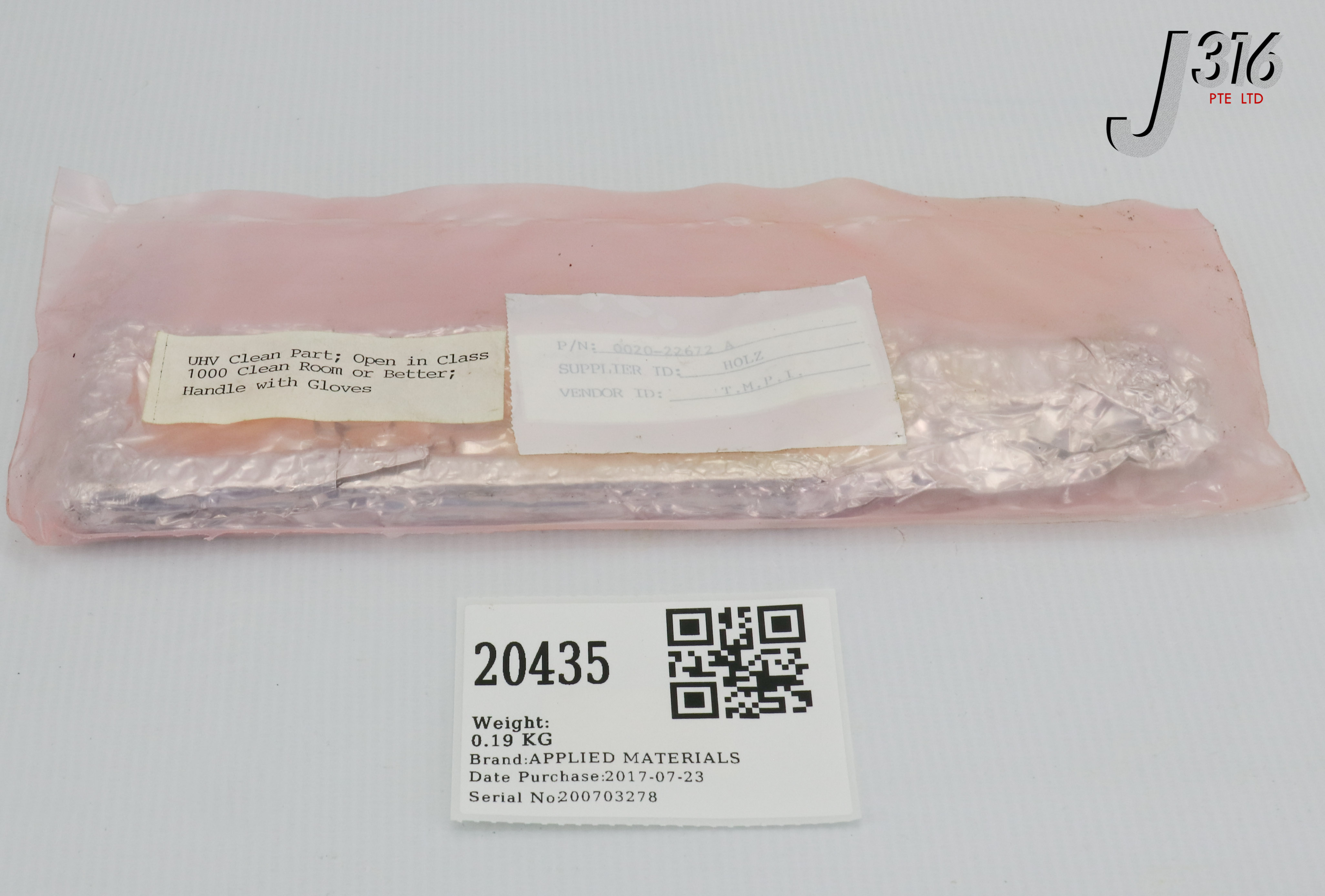 20435 APPLIED MATERIALS LEG CRYO RESTRICTOR HIGH PRESS W/B CH (NEW) 0020-22672