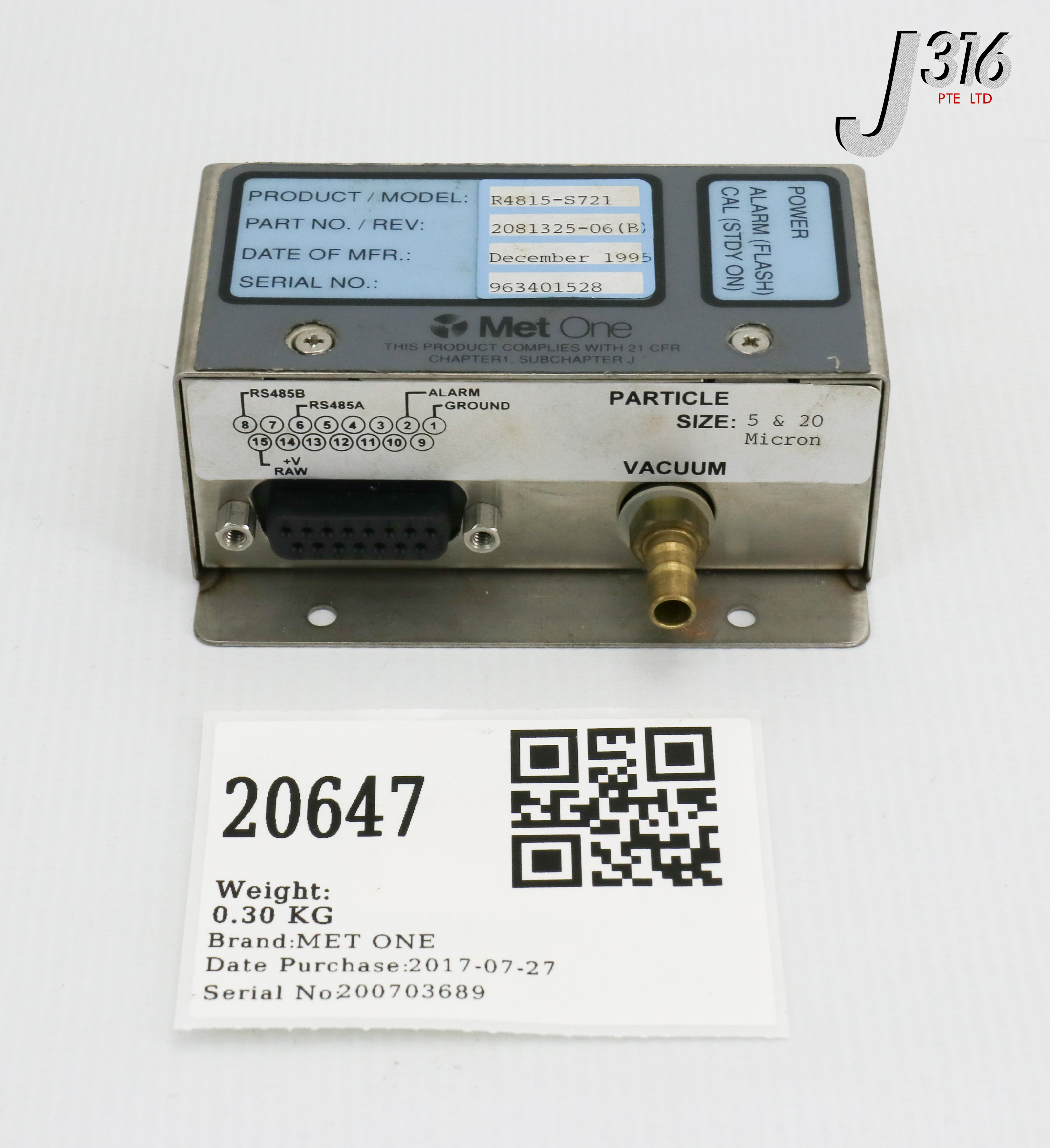 20647 MET ONE REMOTE AIR PARTICLE COUNTERS, 2081325-06 (NEW IN OPEN BOX) R4815-S721