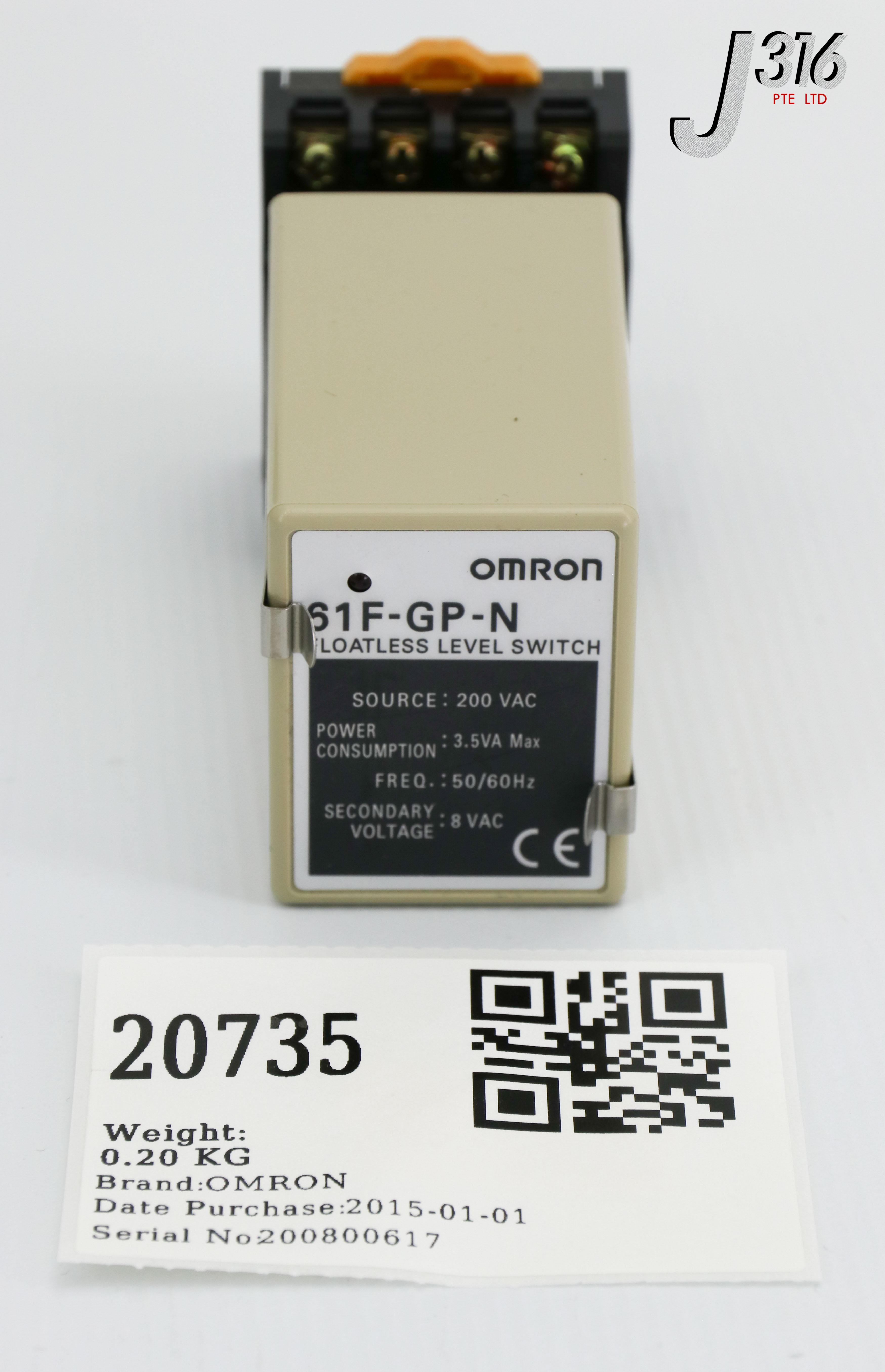 20735 OMRON FLOATLESS LEVEL SWITCH, 61F-GPN(-NT-ND-NL) 61F-GP-N