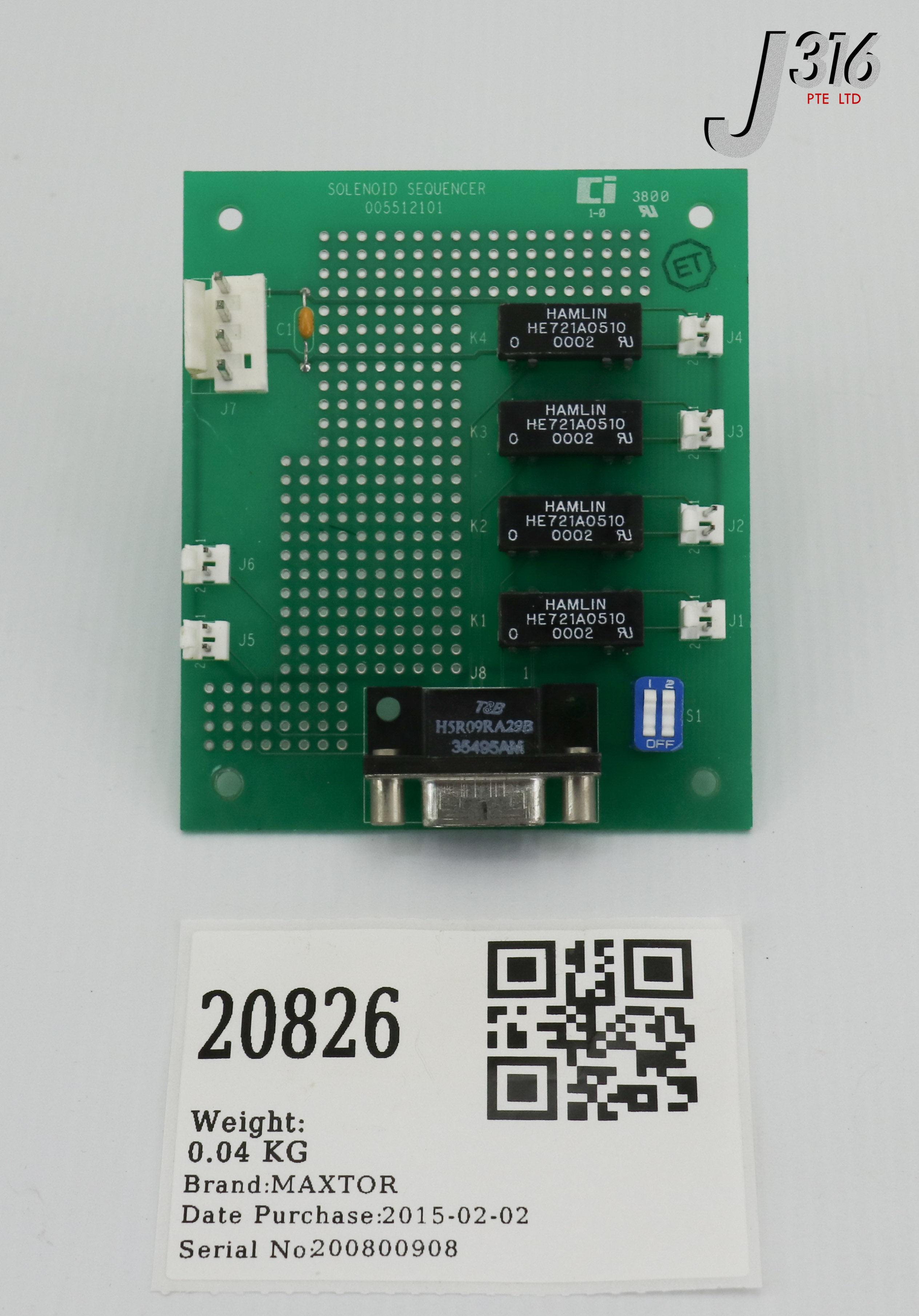 20826 MAXTOR PCB ASSY, SOLENOID SEQUENCER 005512101
