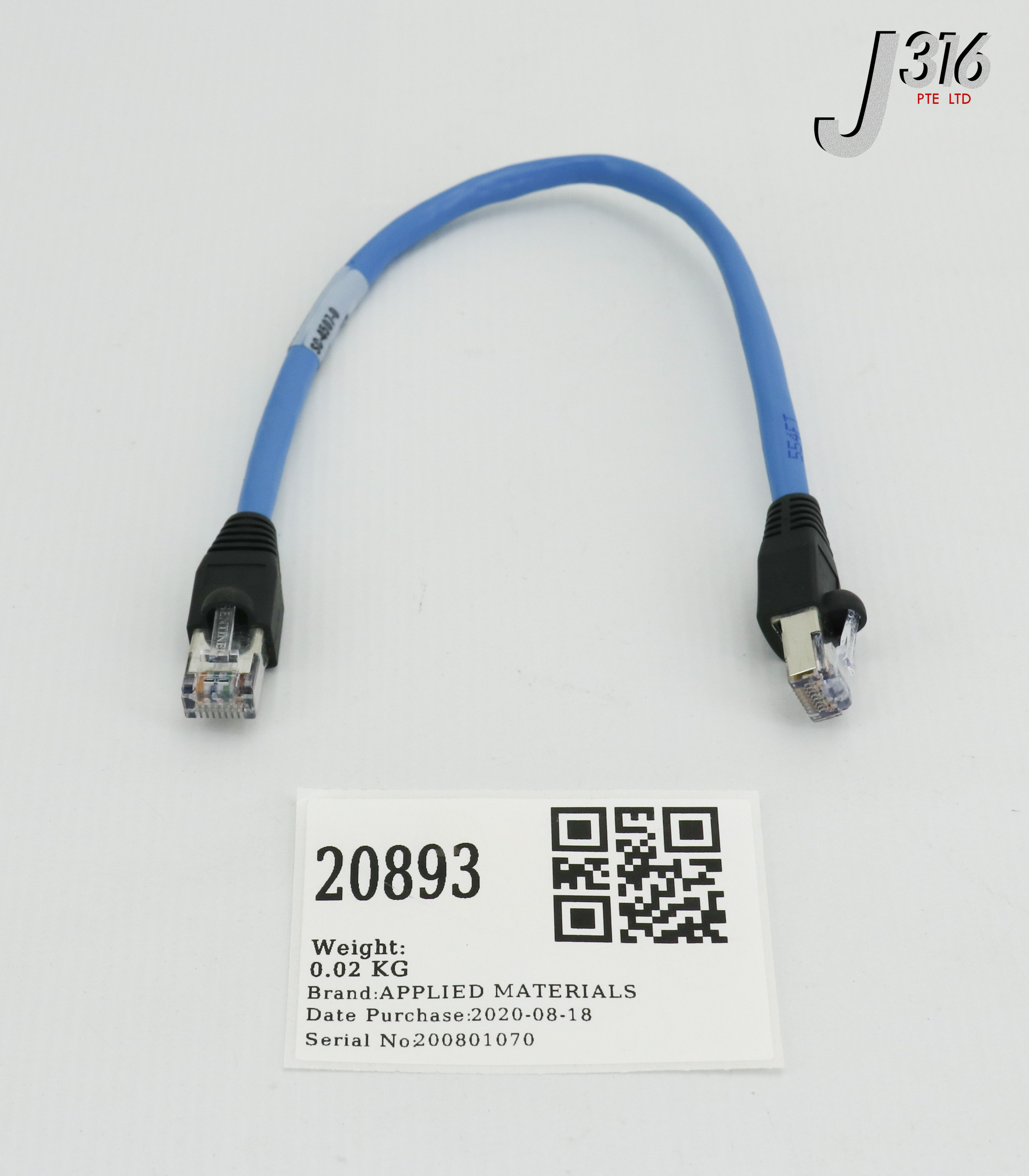20893 APPLIED MATERIALS CABLE ASSY, SC-4507-0, 800-525-3303, 1FT (NEW) 0620-03869