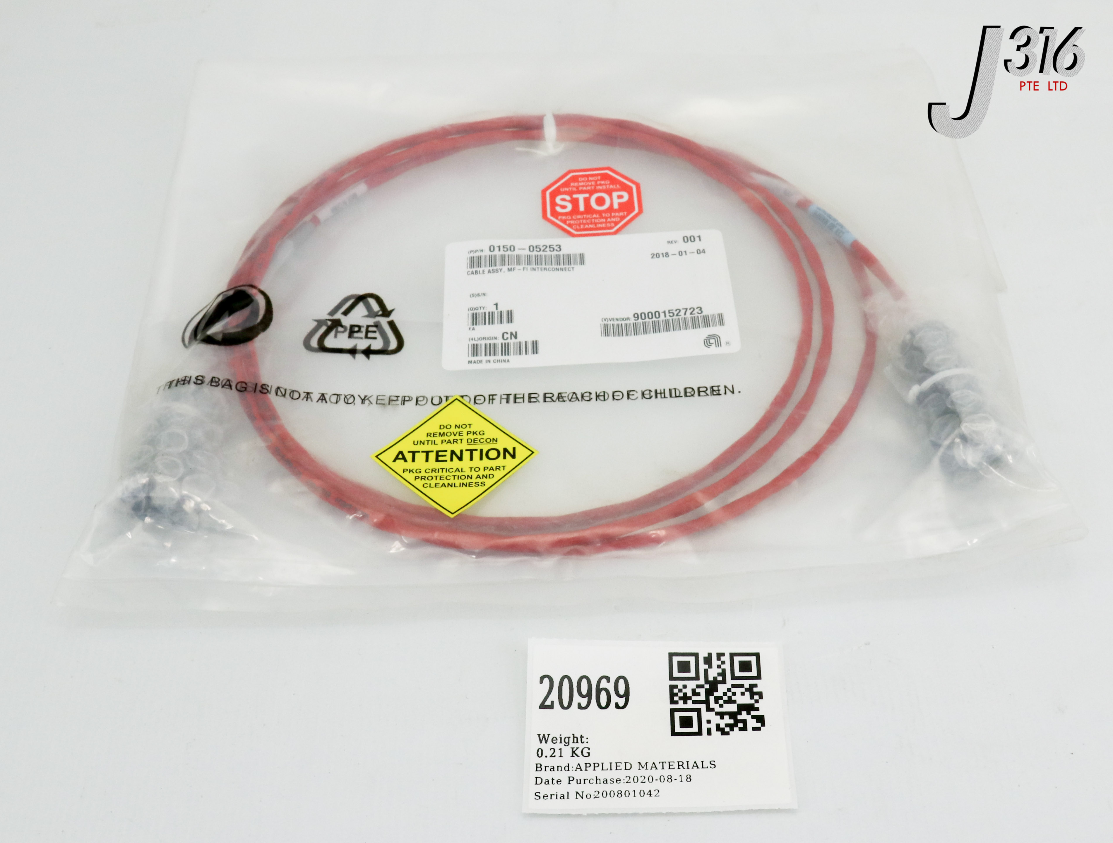 20969 APPLIED MATERIALS CABLE ASSY, MF-FI INTERCONNECT (NEW) 0150-05253