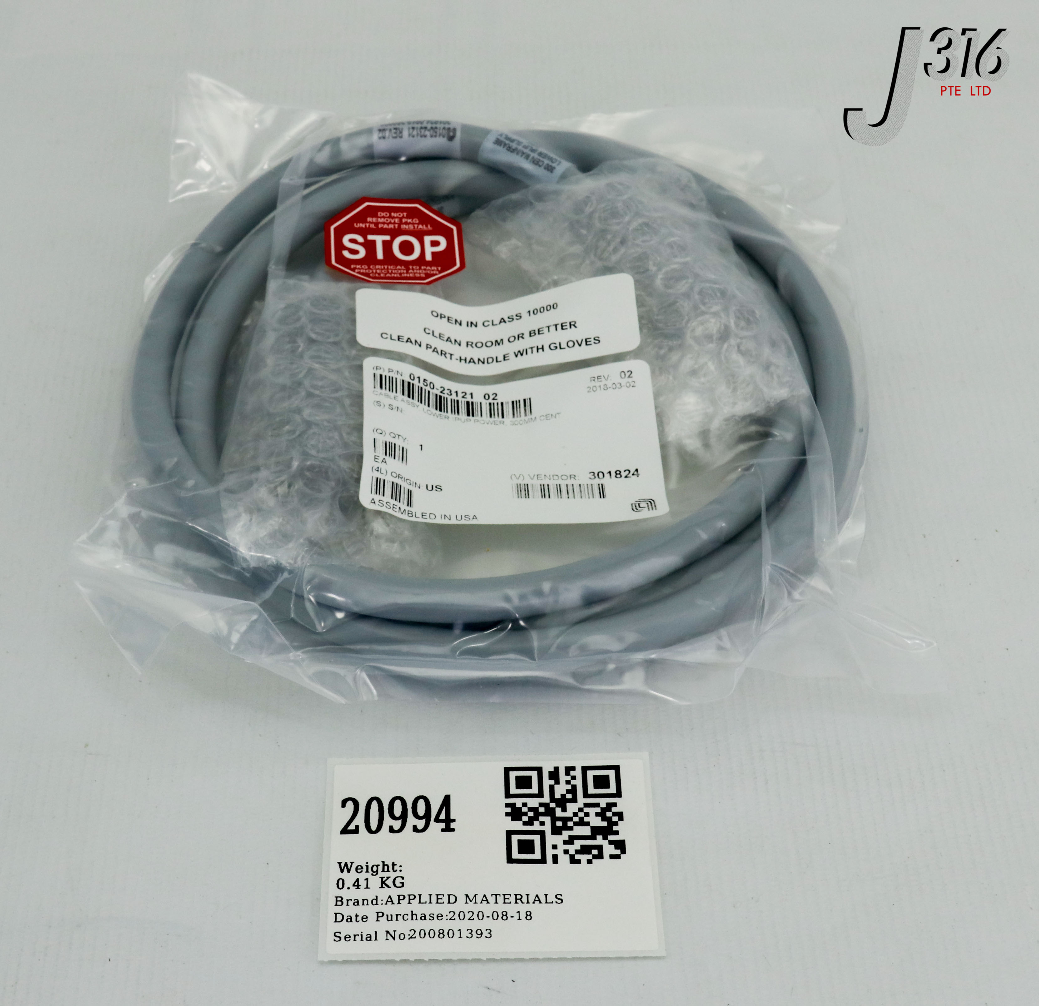 20994 APPLIED MATERIALS CABLE ASSY, LOWER IPUP POWER, 300MM CENT (NEW) 0150-23121