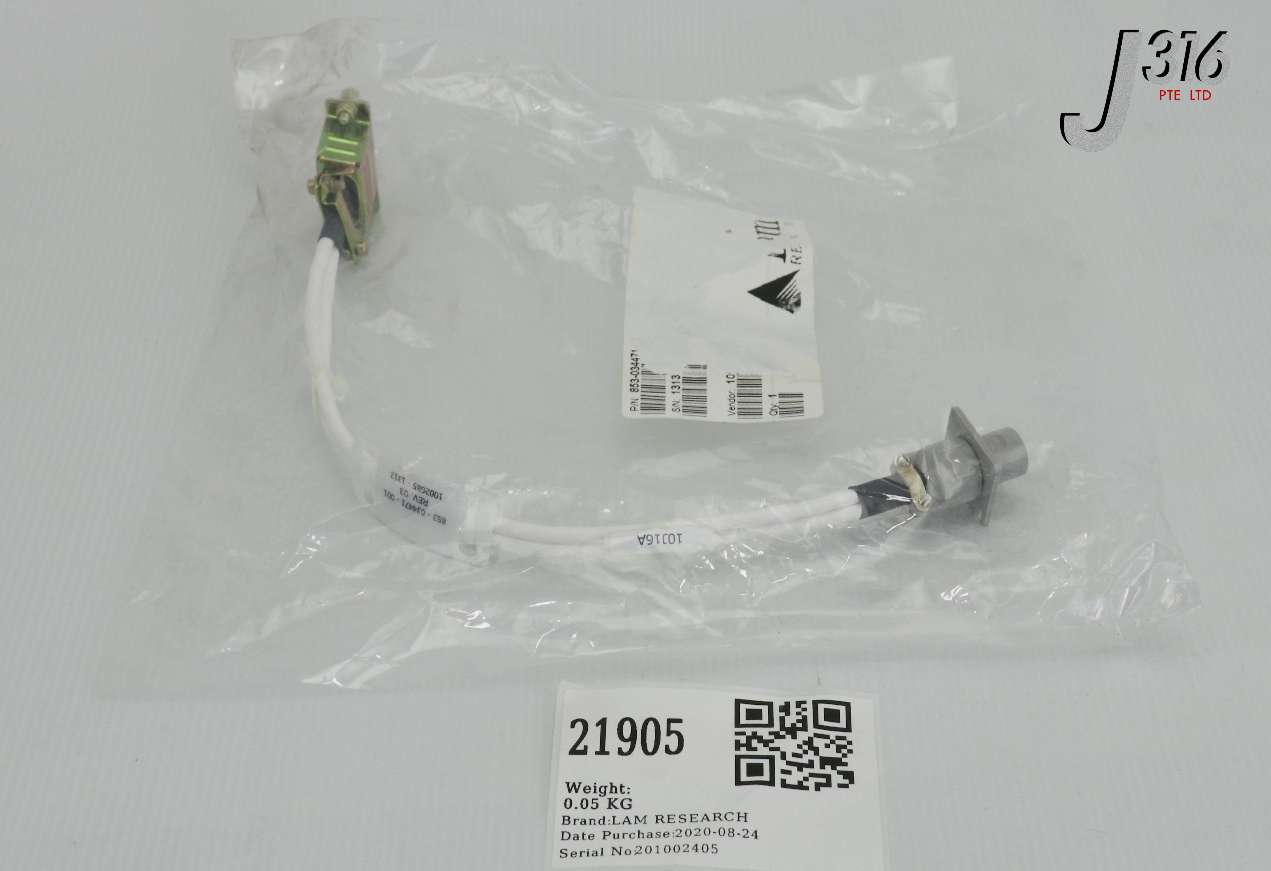 21905 LAM RESEARCH CABLE ASSY, 25CM (NEW) 853-034471-001 J316Gallery