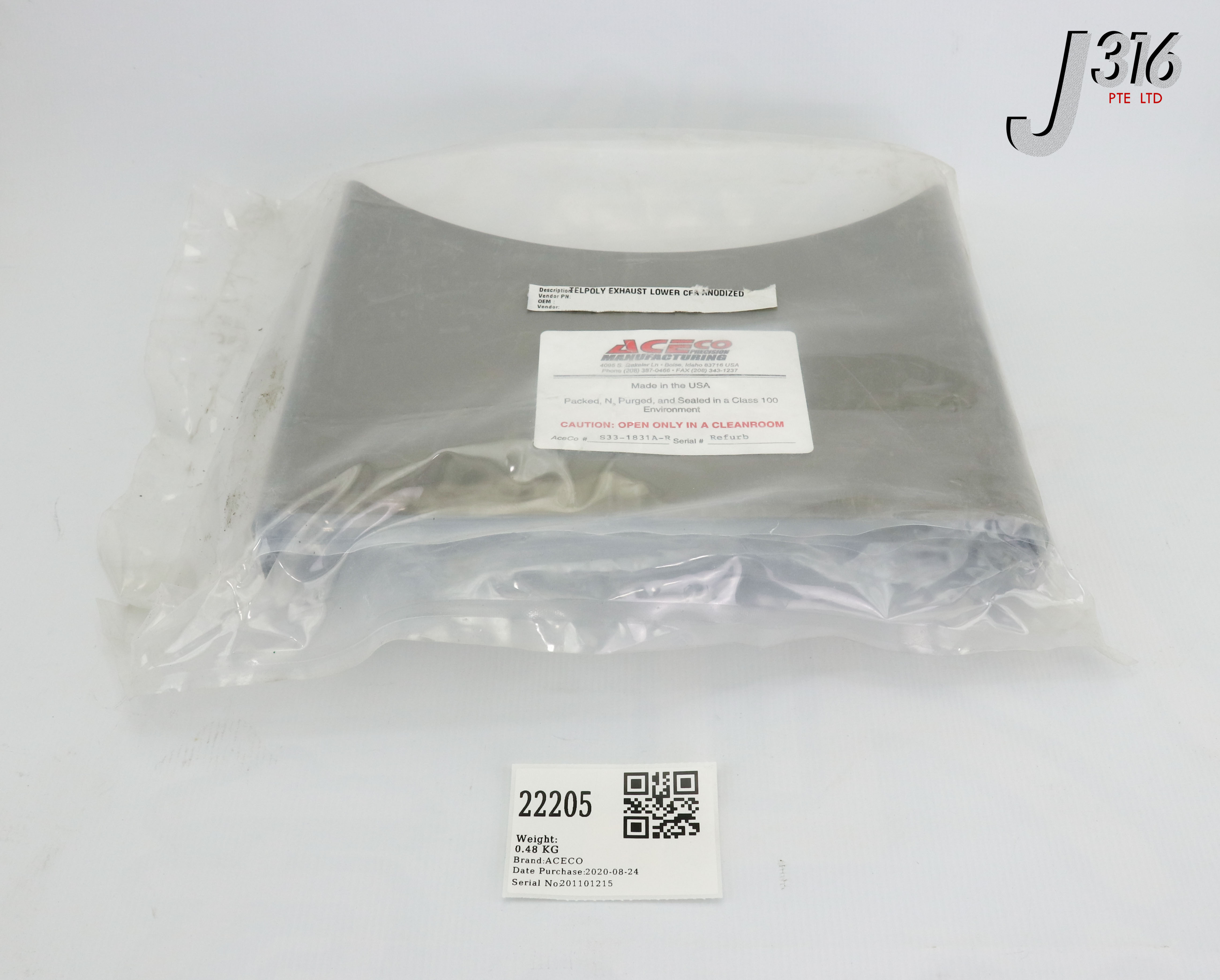 22205 ACECO TELPOLY EXAUST LOWER CFA ANODIZED (REFURBISHED) S33-1831A-R
